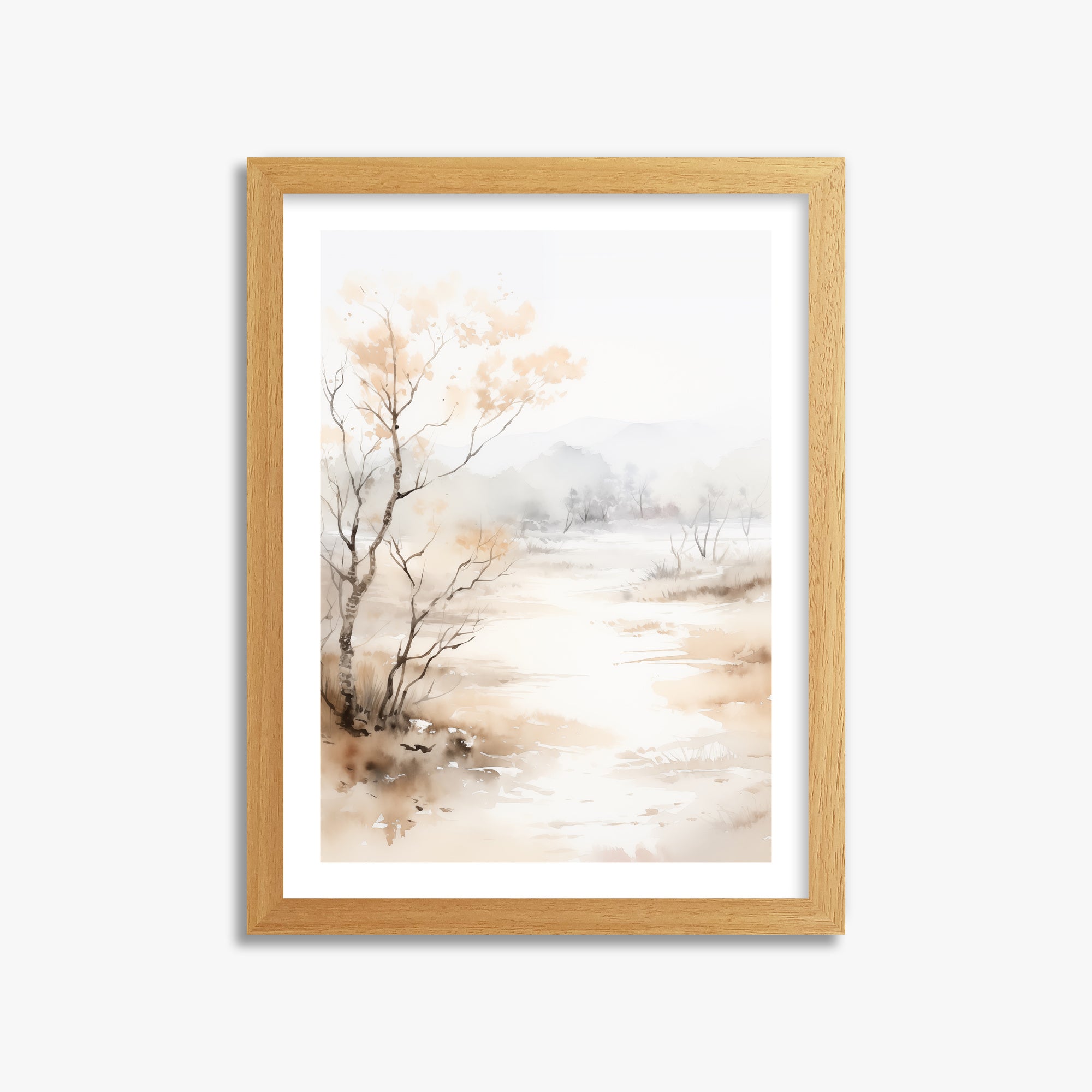 Golden Birch Marsh, 30x40cm Framed Poster With Oak Frame
