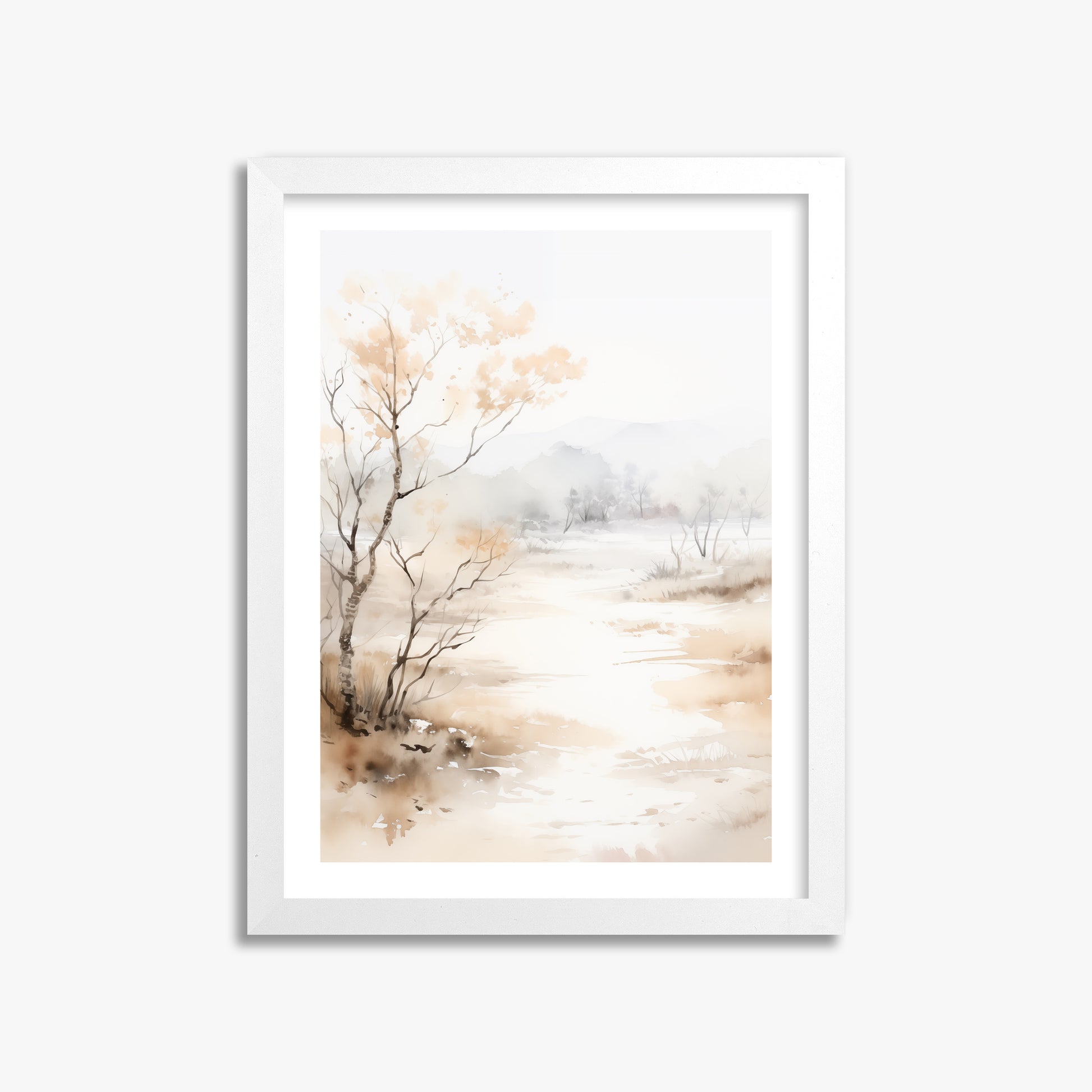 Golden Birch Marsh, 30x40cm Framed Poster With White Frame