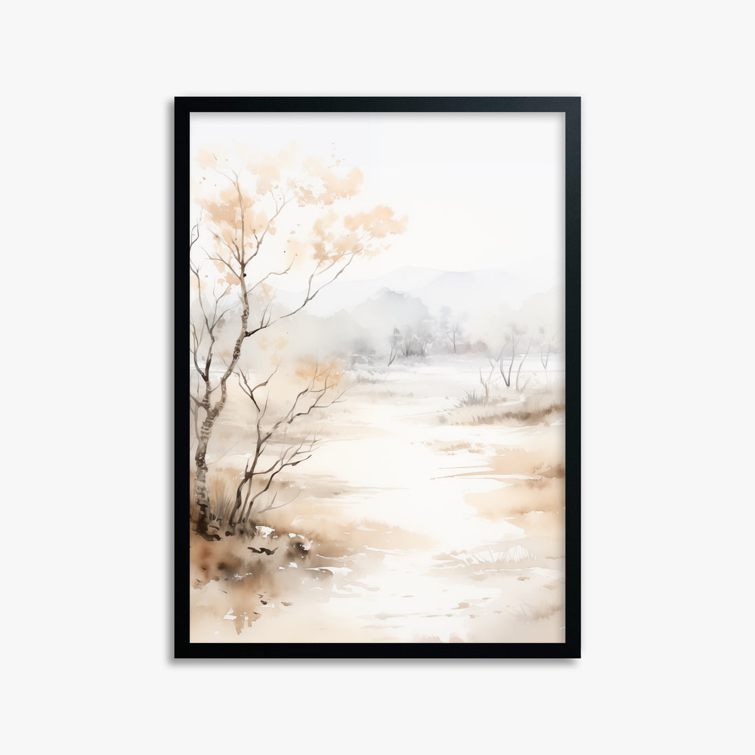 Golden Birch Marsh, 50x70cm Framed Poster With Black Frame