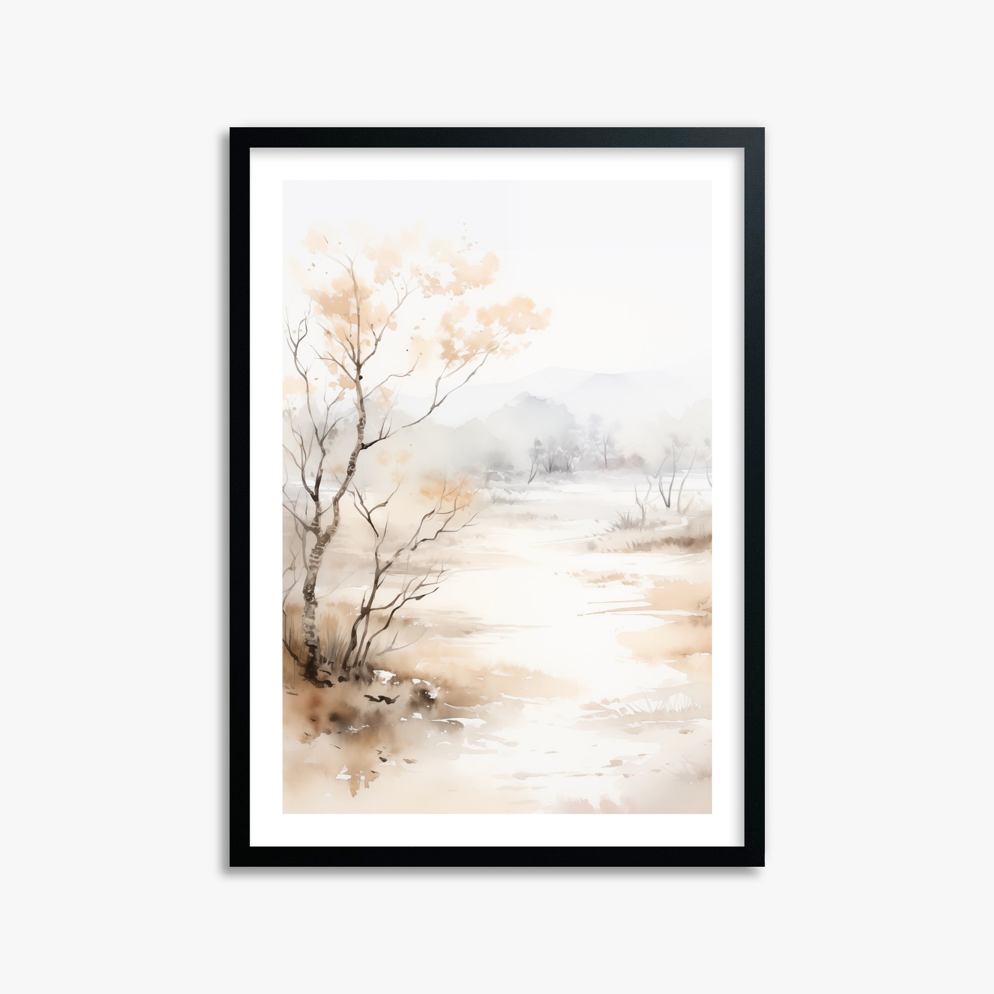 Golden Birch Marsh, 50x70cm Framed Poster With Black Frame