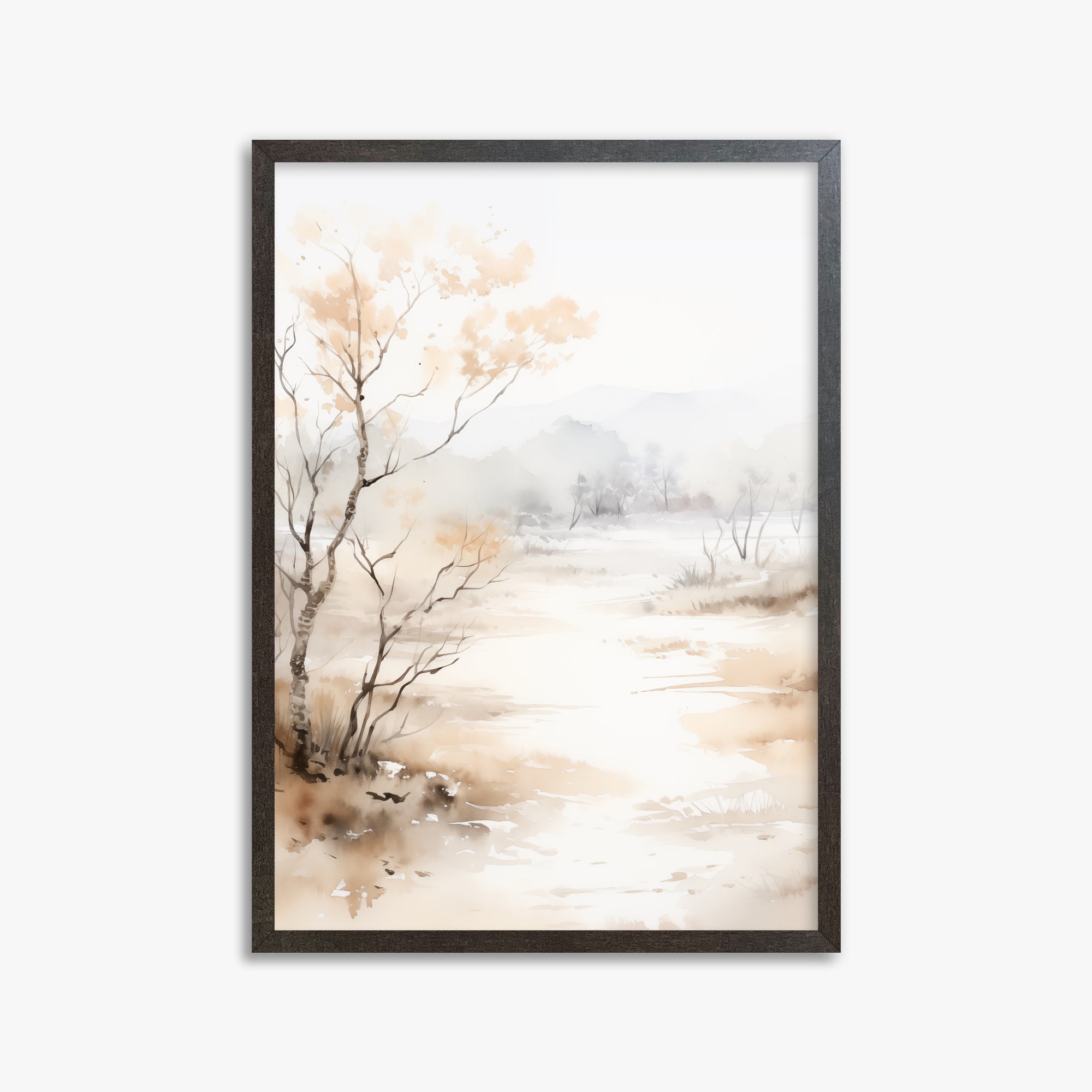 Golden Birch Marsh, 50x70cm Framed Poster With Espresso Frame