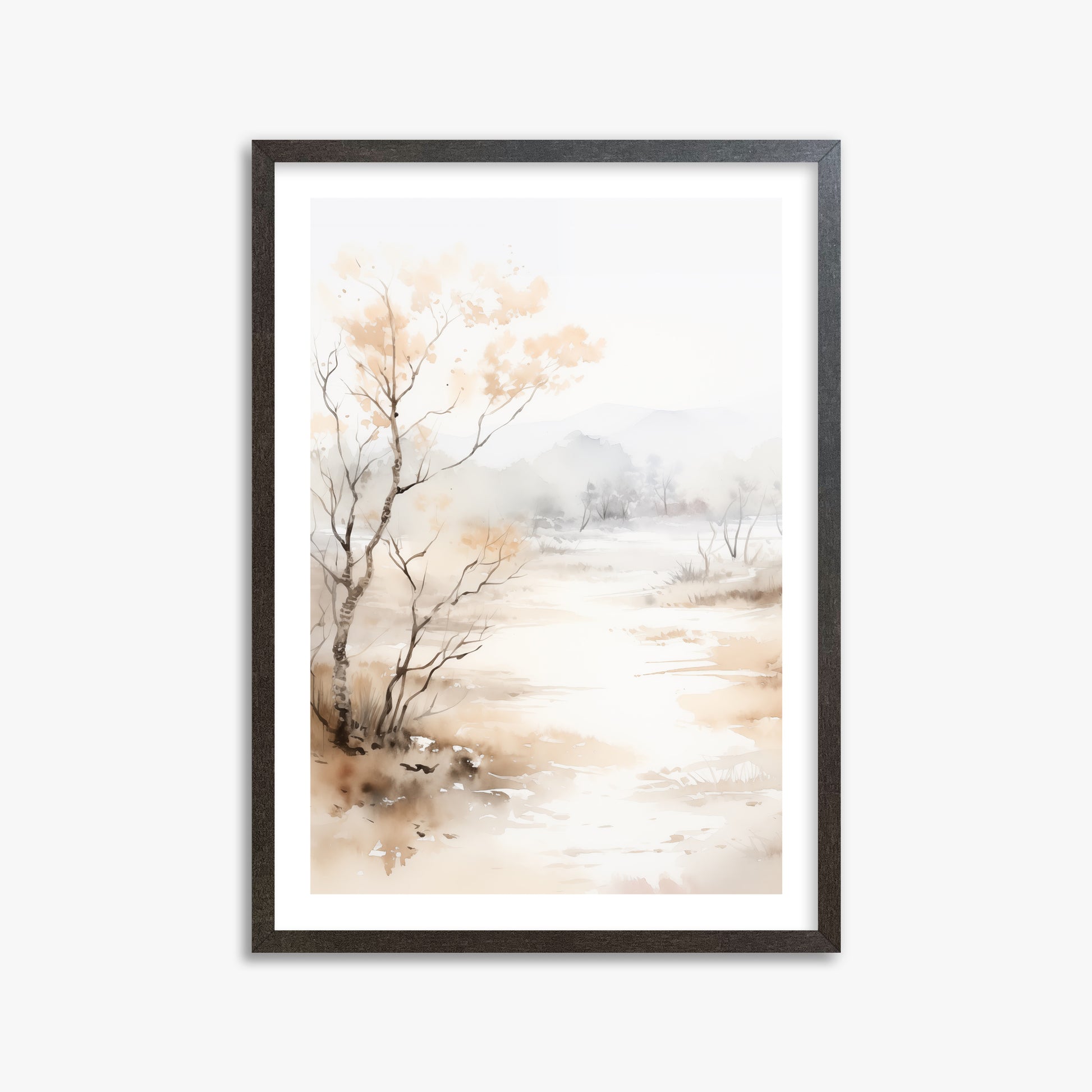 Golden Birch Marsh, 50x70cm Framed Poster With Espresso Frame