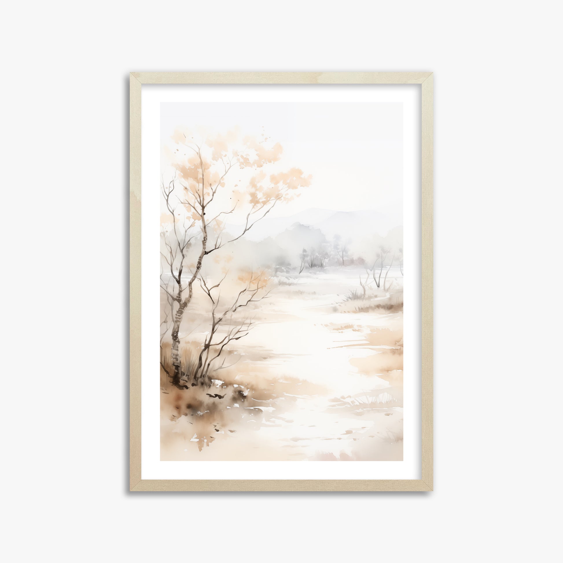 Golden Birch Marsh, 50x70cm Framed Poster With Lime Wood Frame