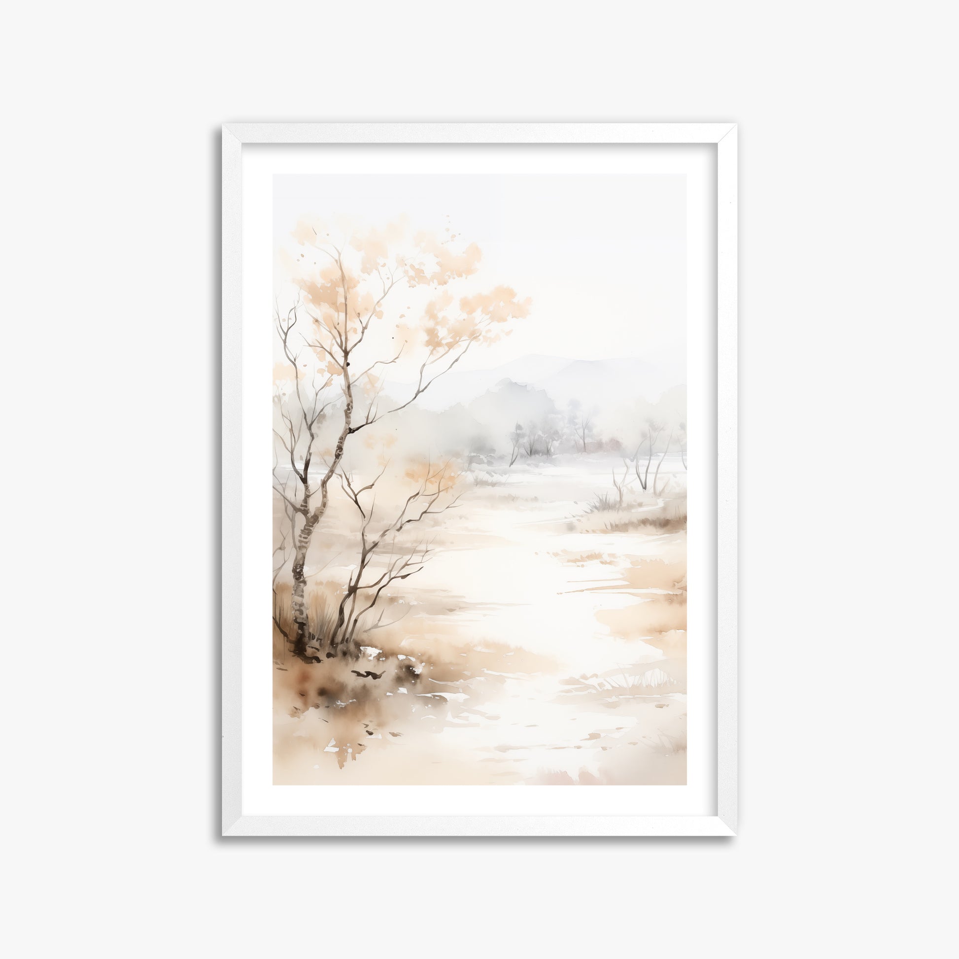 Golden Birch Marsh, 50x70cm Framed Poster With White Frame