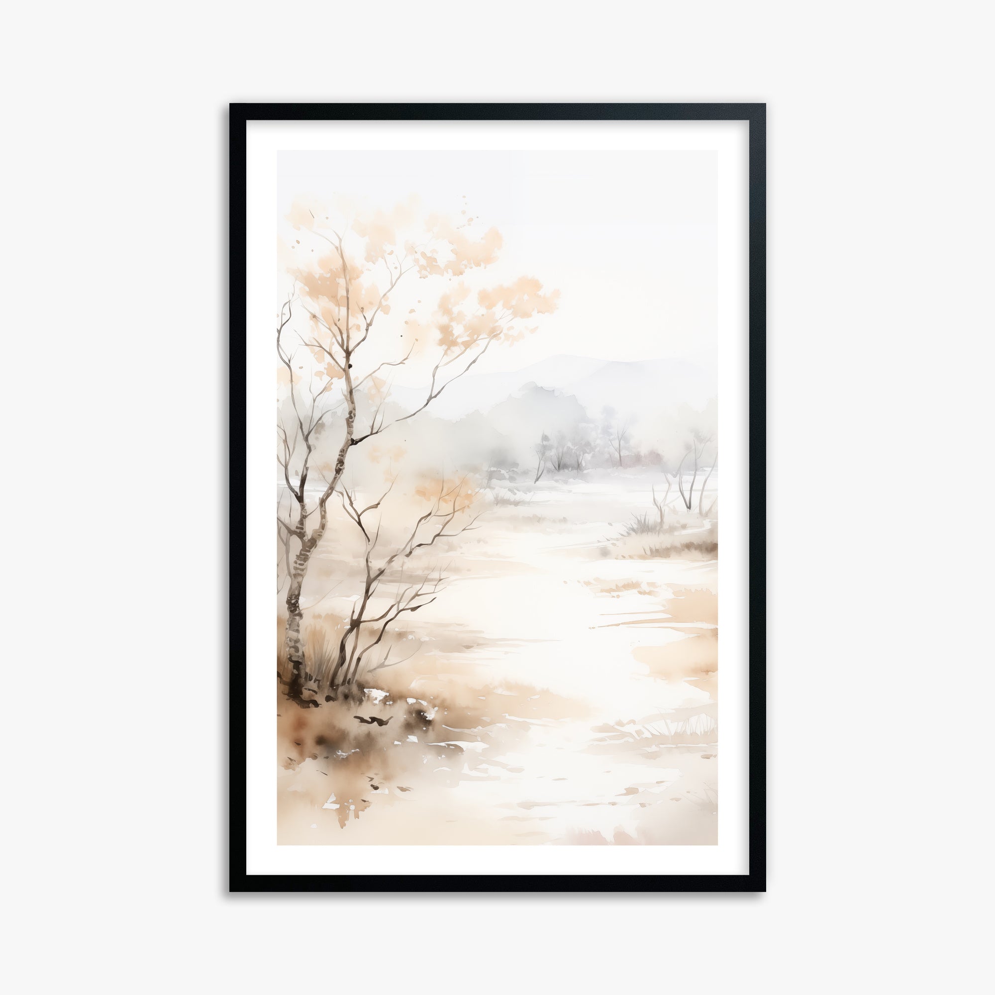 Golden Birch Marsh, 61x91cm Framed Poster With Black Frame