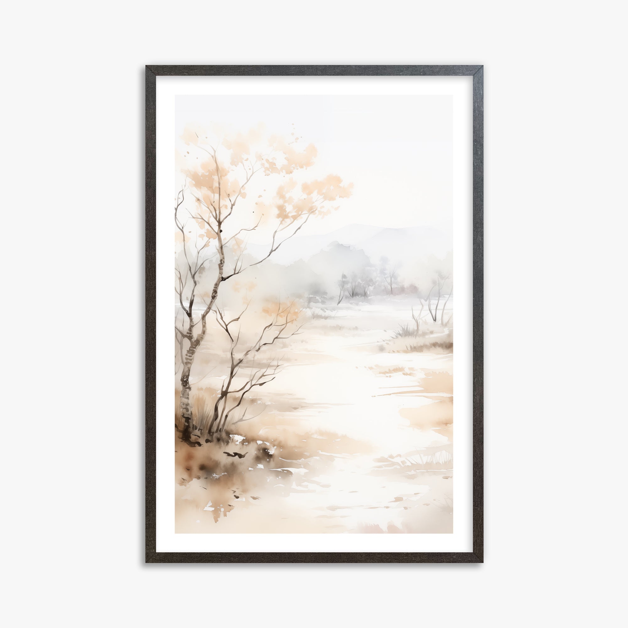 Golden Birch Marsh, 61x91cm Framed Poster With Espresso Frame