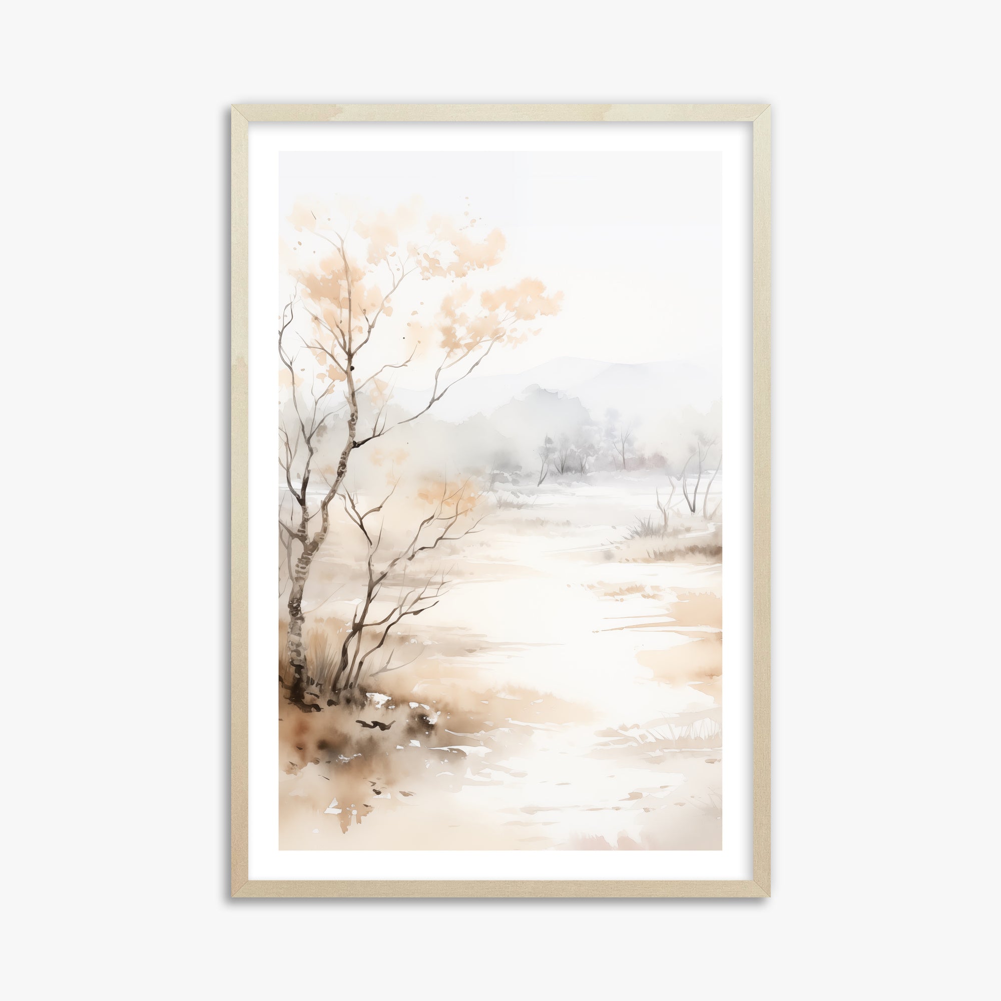 Golden Birch Marsh, 61x91cm Framed Poster With Lime Wood Frame