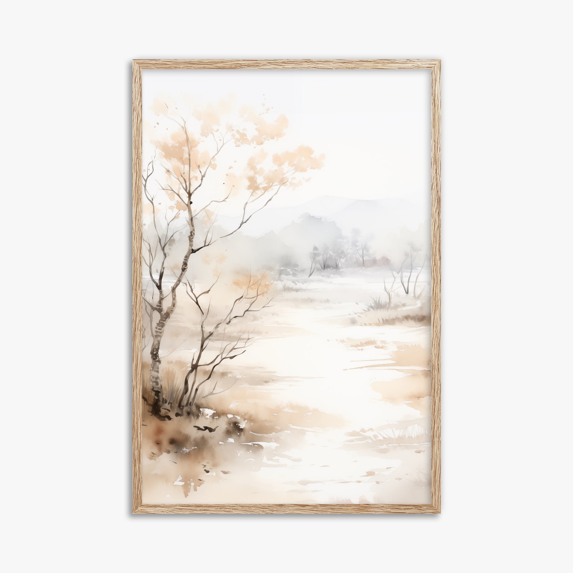 Golden Birch Marsh, 61x91cm Framed Poster With Raw Oak Frame
