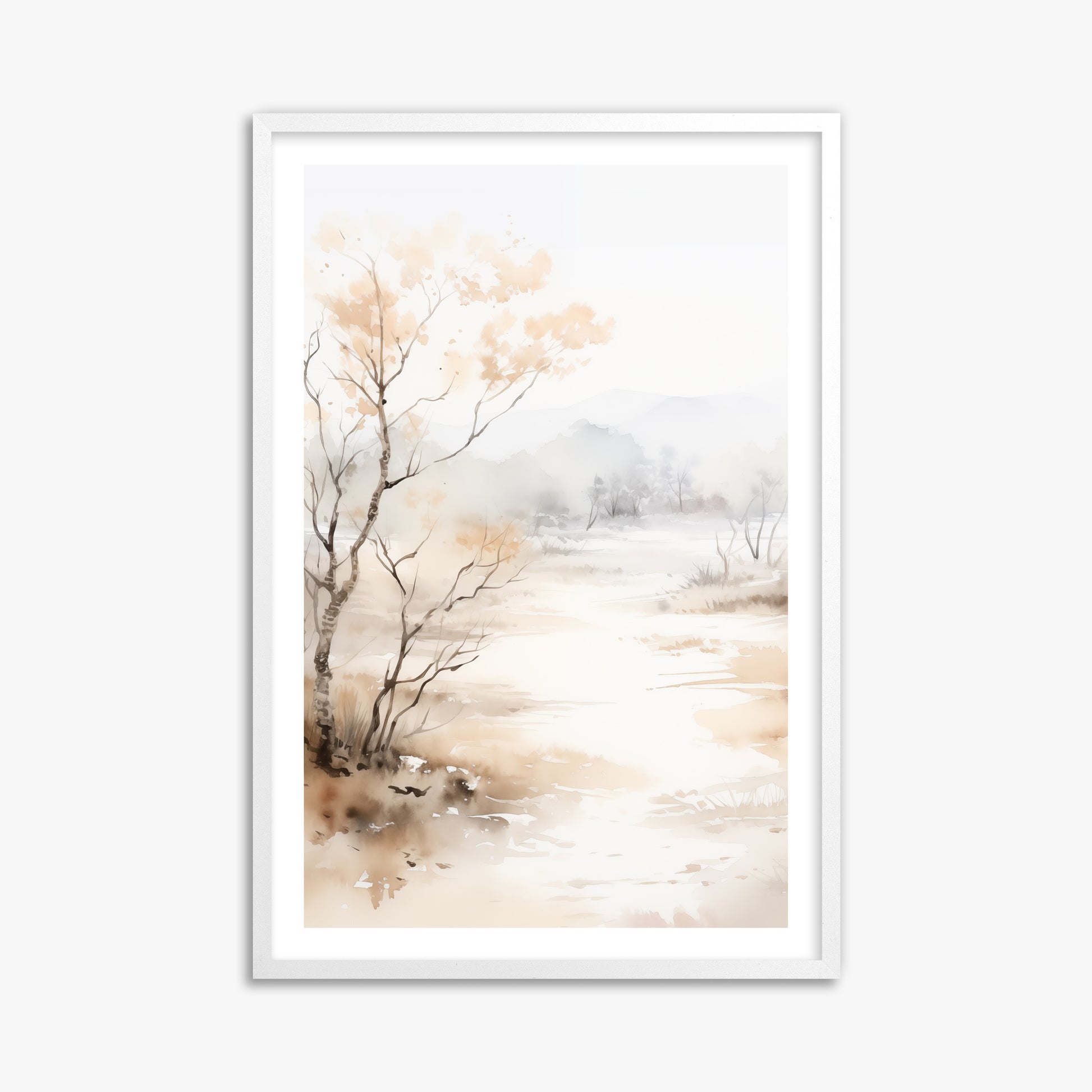 Golden Birch Marsh, 61x91cm Framed Poster With White Frame