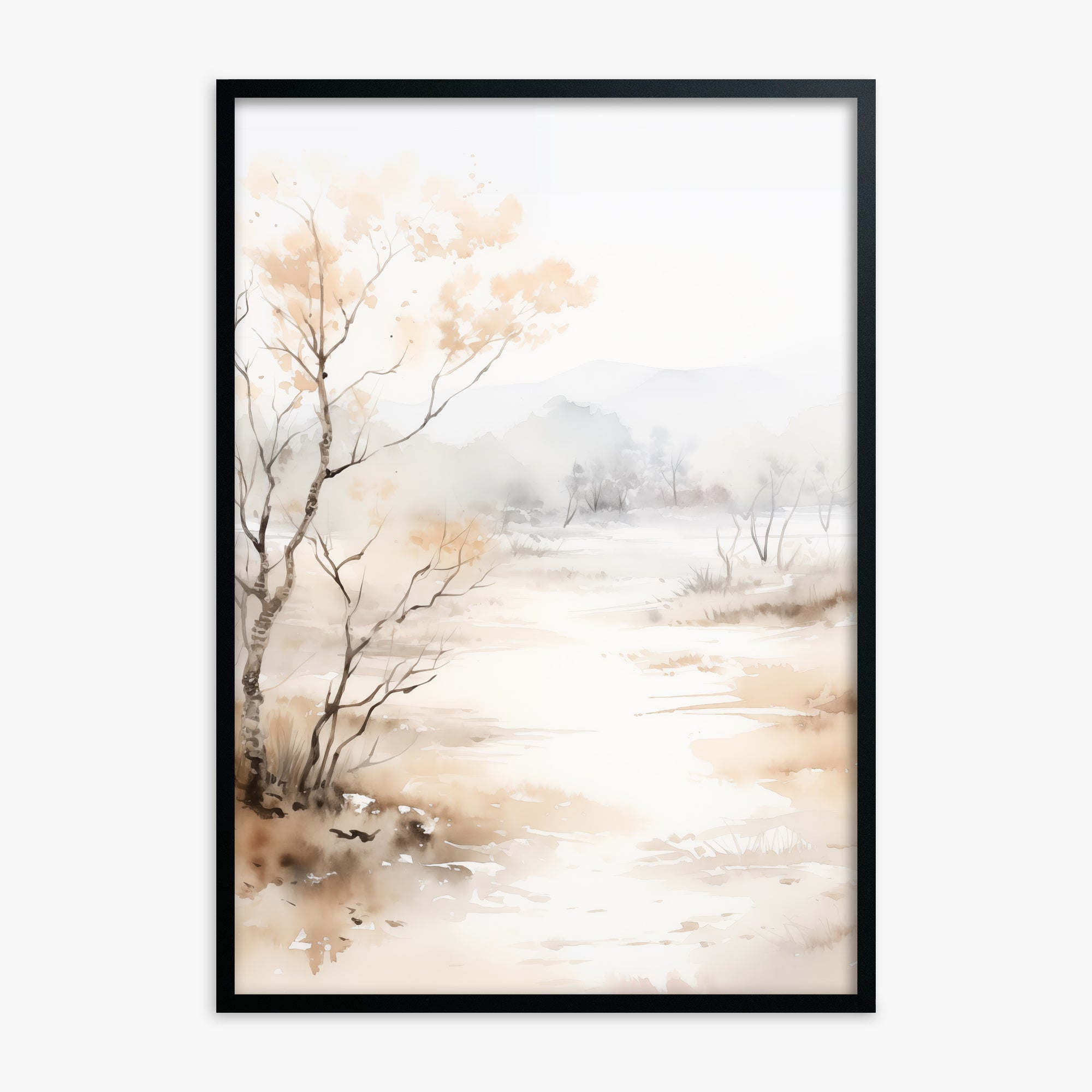 Golden Birch Marsh, Black Framed Poster With Black Frame