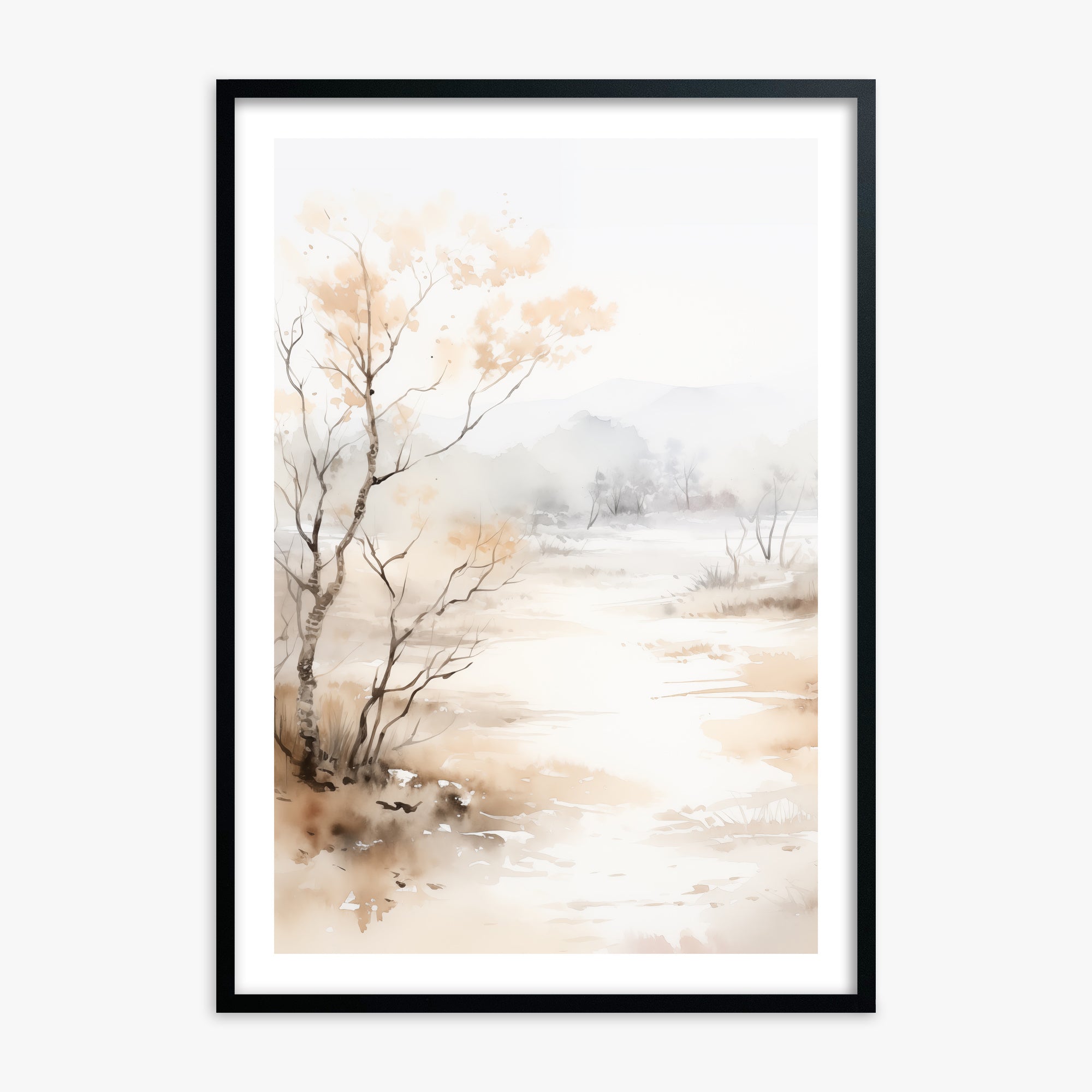 Golden Birch Marsh, 70x100cm Framed Poster With Black Frame