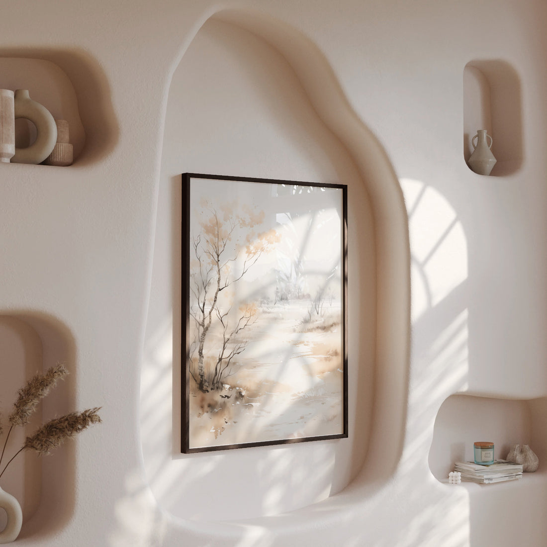 Golden Birch Marsh, 50x70cm Framed Poster With Black Frame