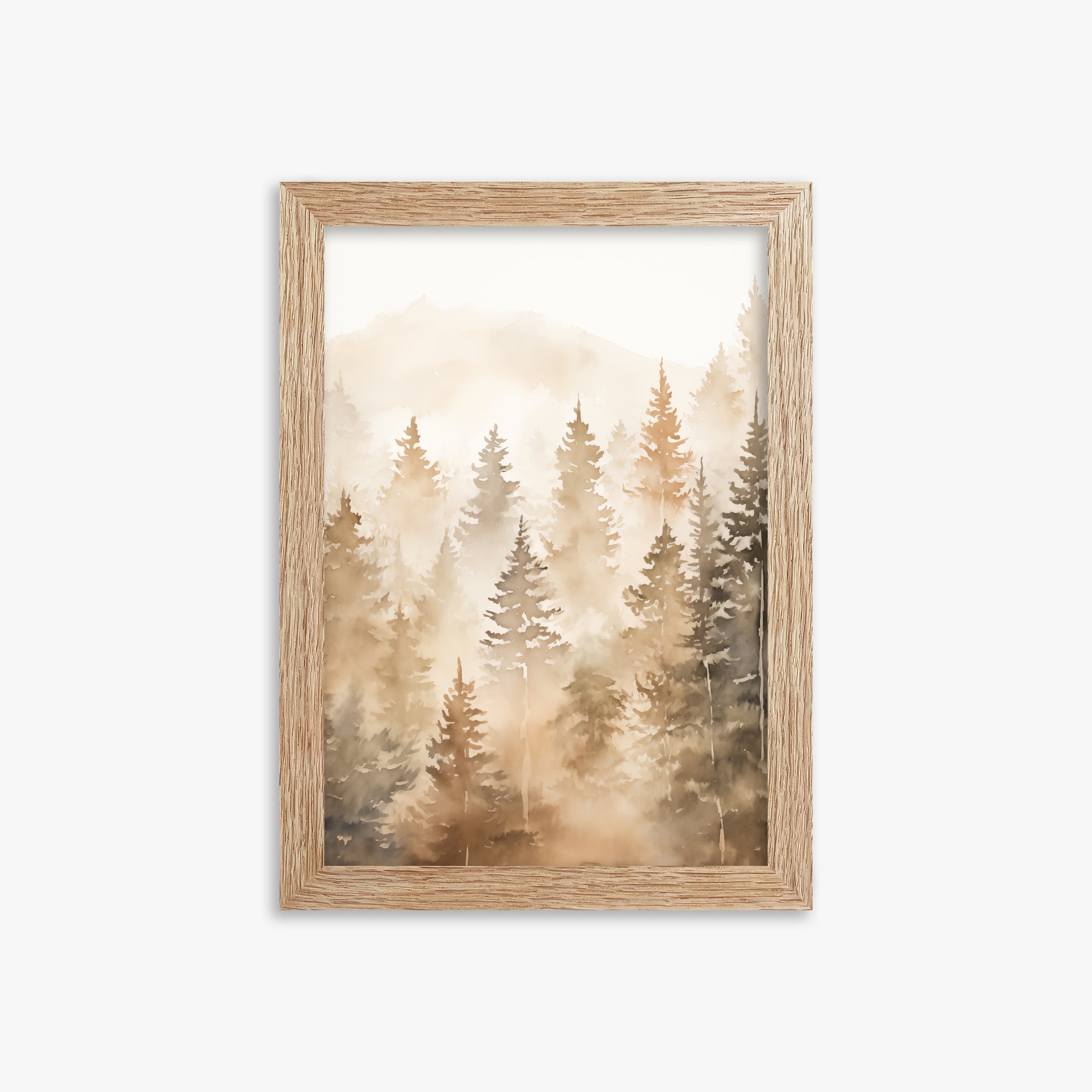 Ethereal Pines, 21x30cm Framed Poster With Raw Oak Frame