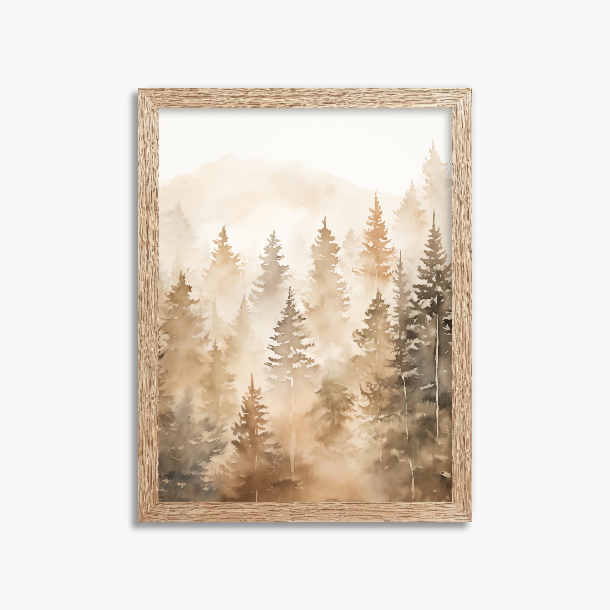 Ethereal Pines, 30x40cm Framed Poster With Raw Oak Frame