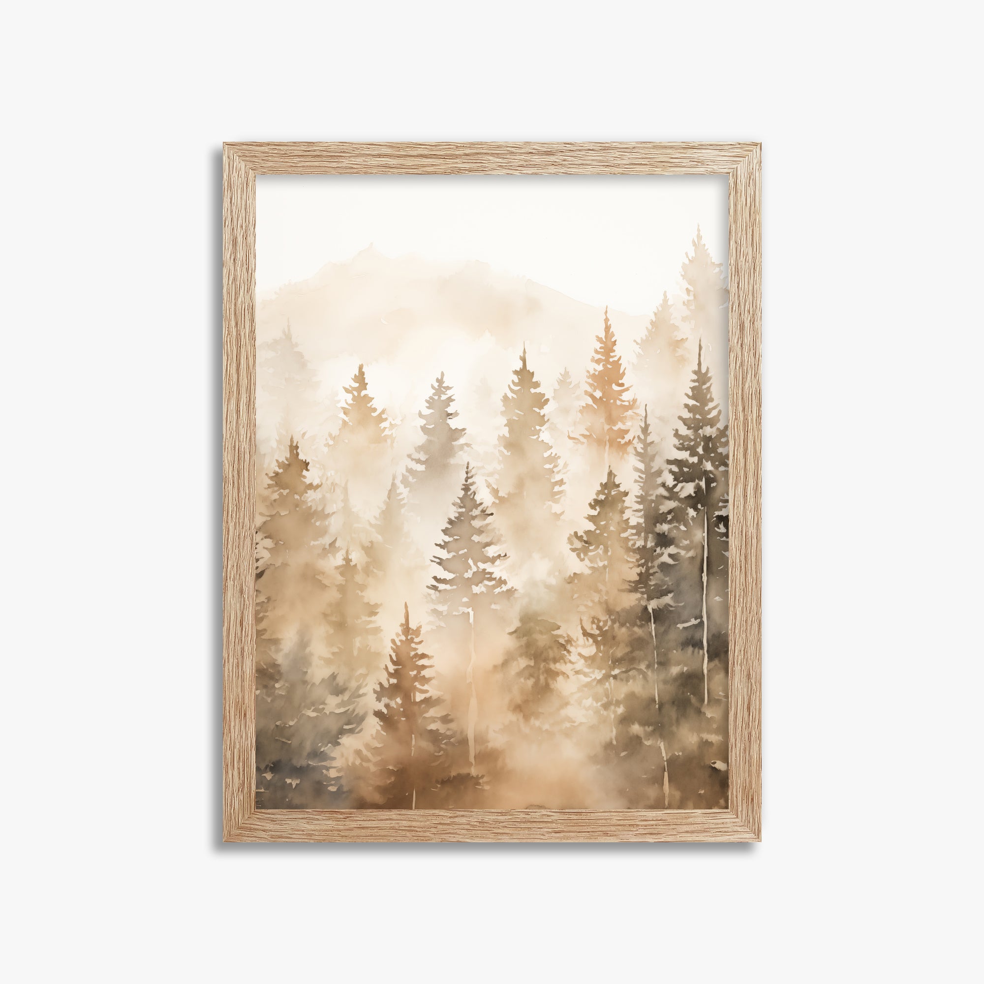 Ethereal Pines, 30x40cm Framed Poster With Raw Oak Frame
