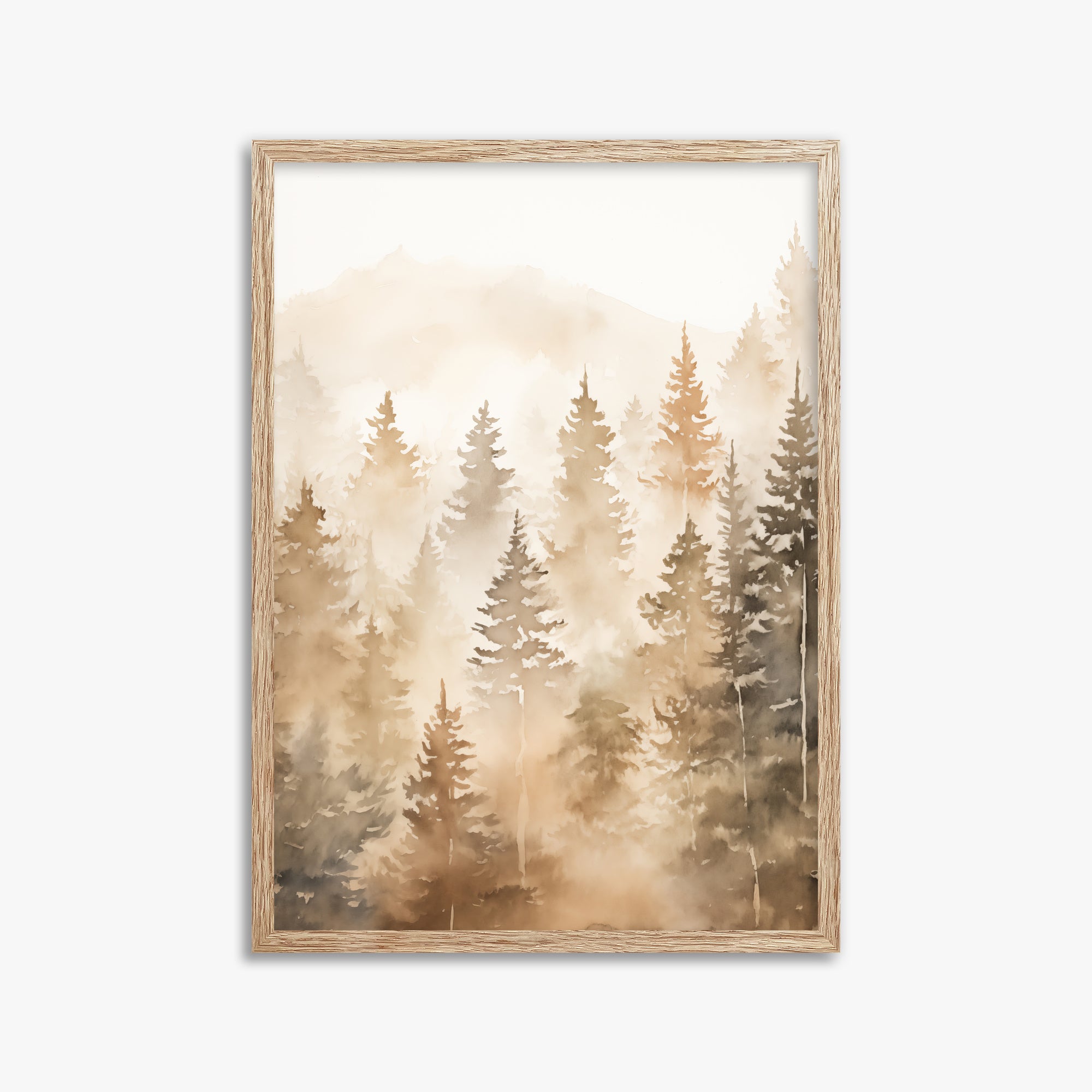 Ethereal Pines, 50x70cm Framed Poster With Raw Oak Frame