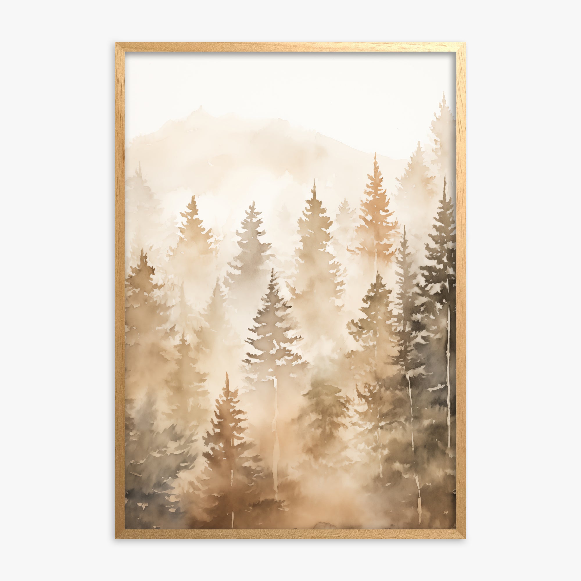 Ethereal Pines, Oak Framed Poster With Oak Frame