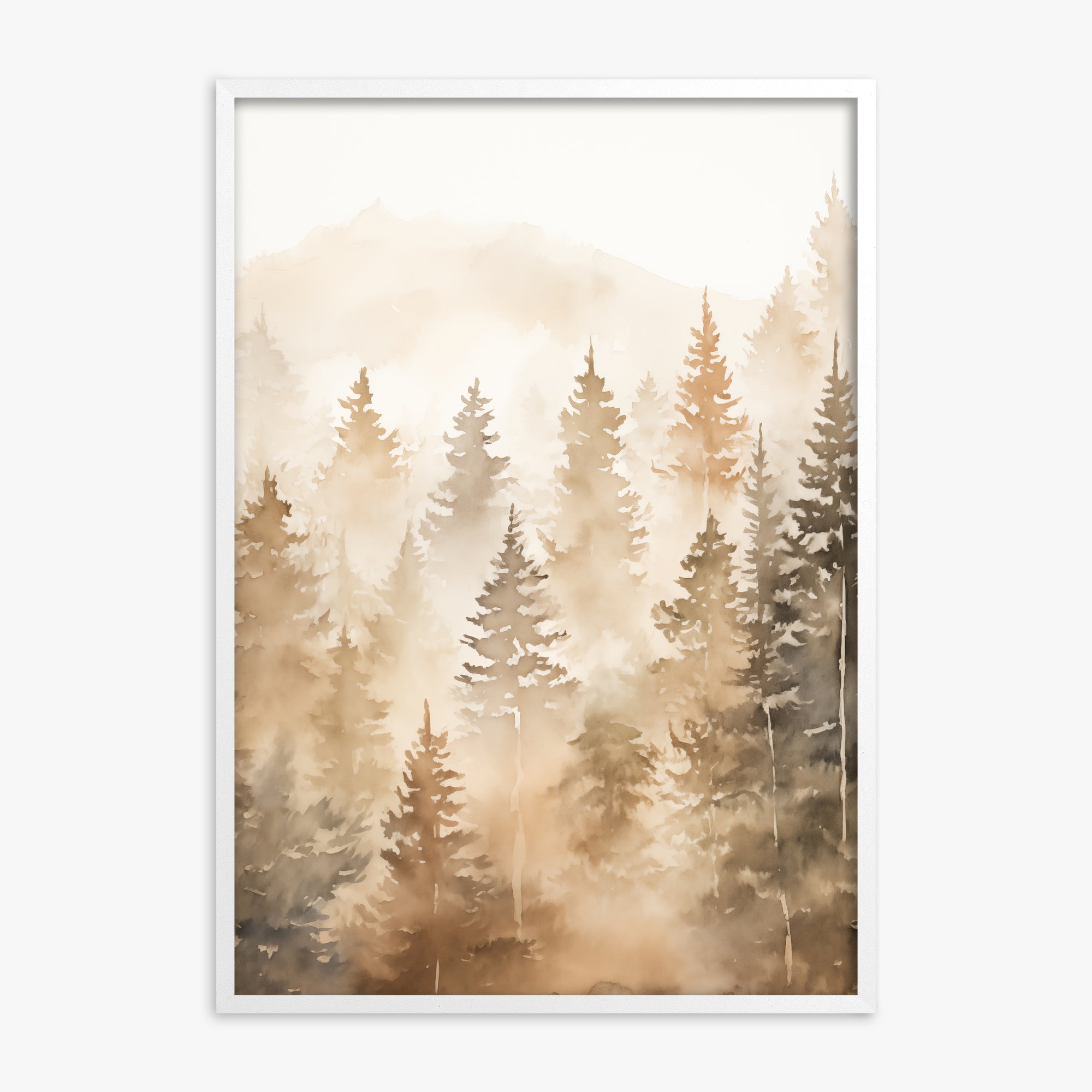 Ethereal Pines, White Framed Poster With White Frame