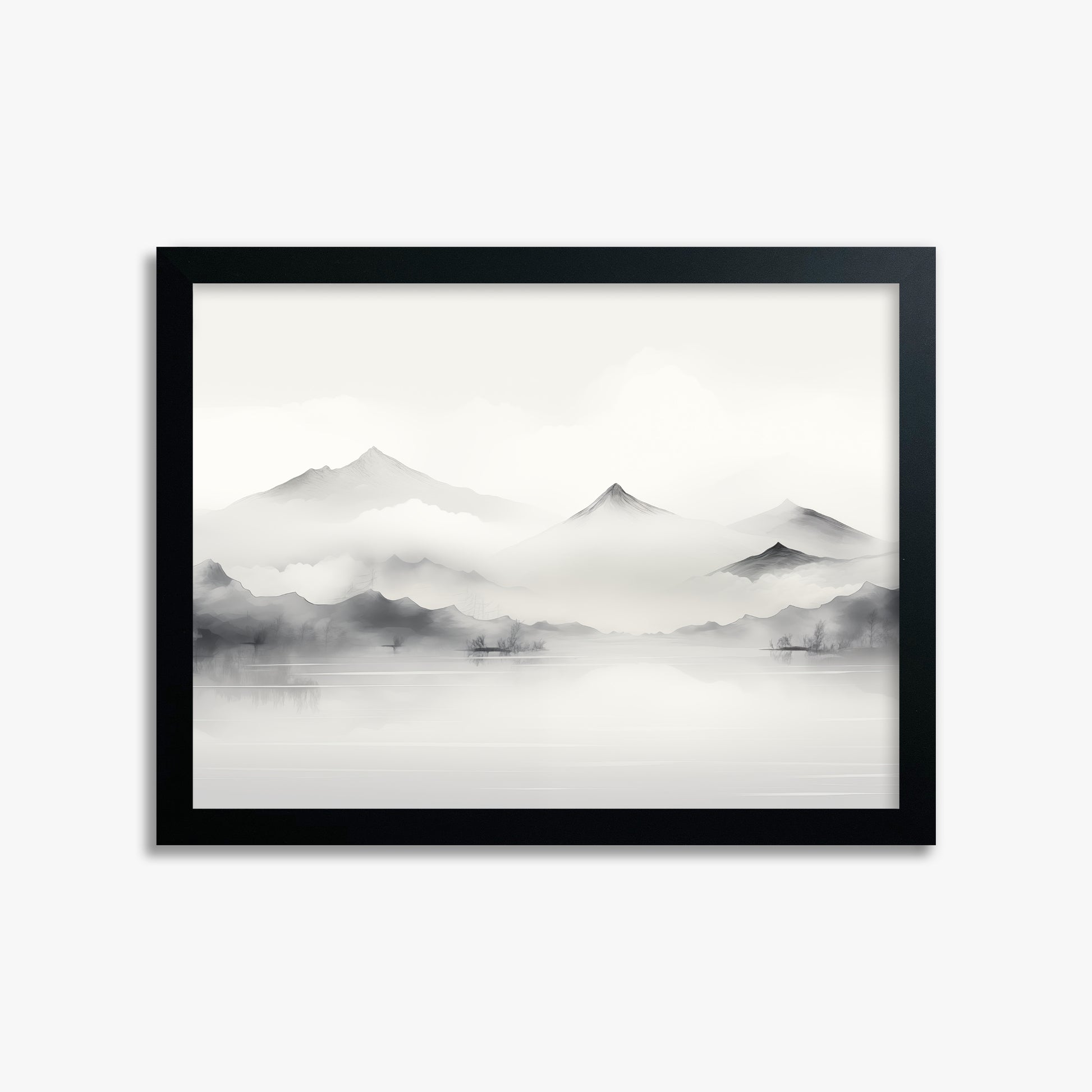 Silent Peaks, 30x40cm Framed Poster With Black Frame