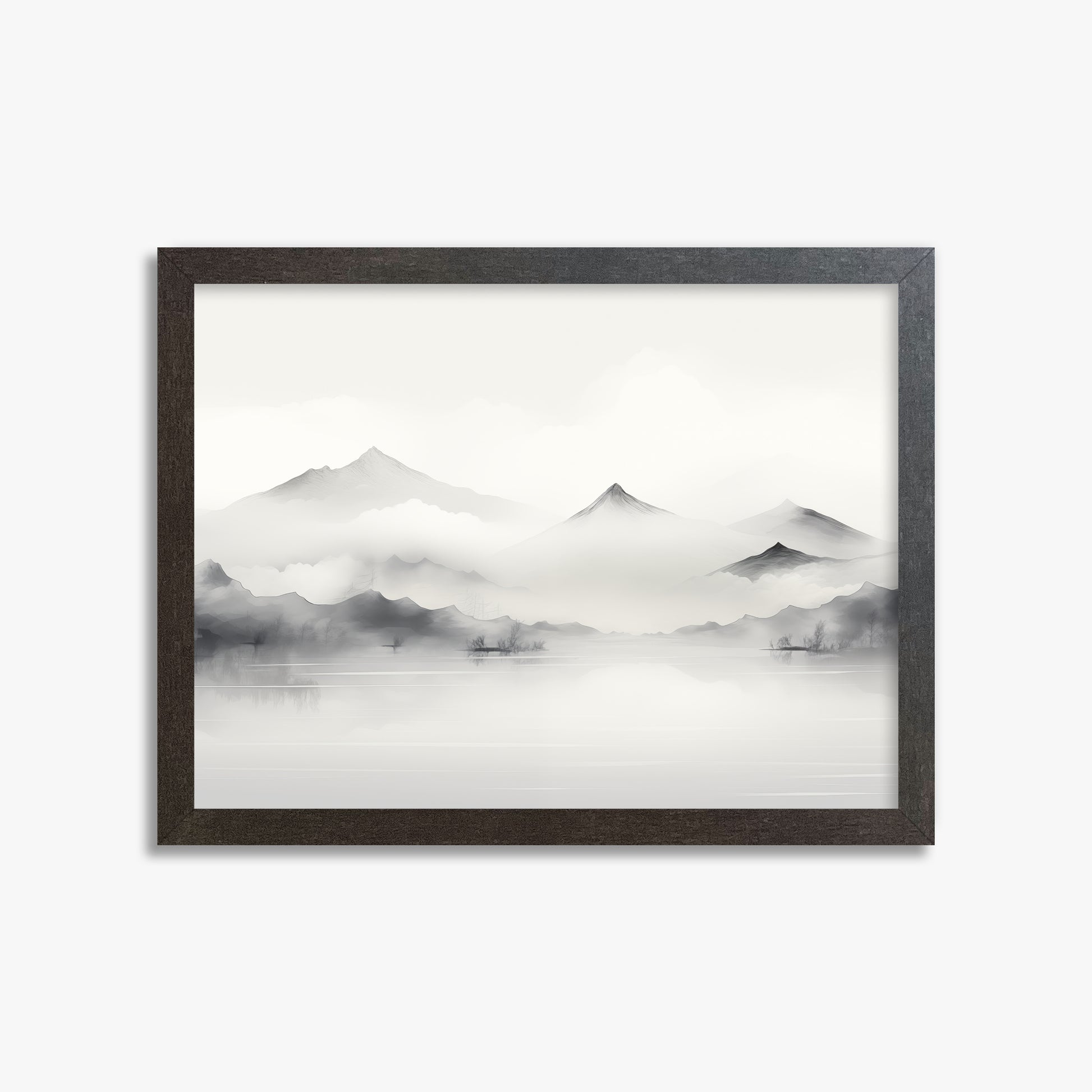 Silent Peaks, 30x40cm Framed Poster With Espresso Frame