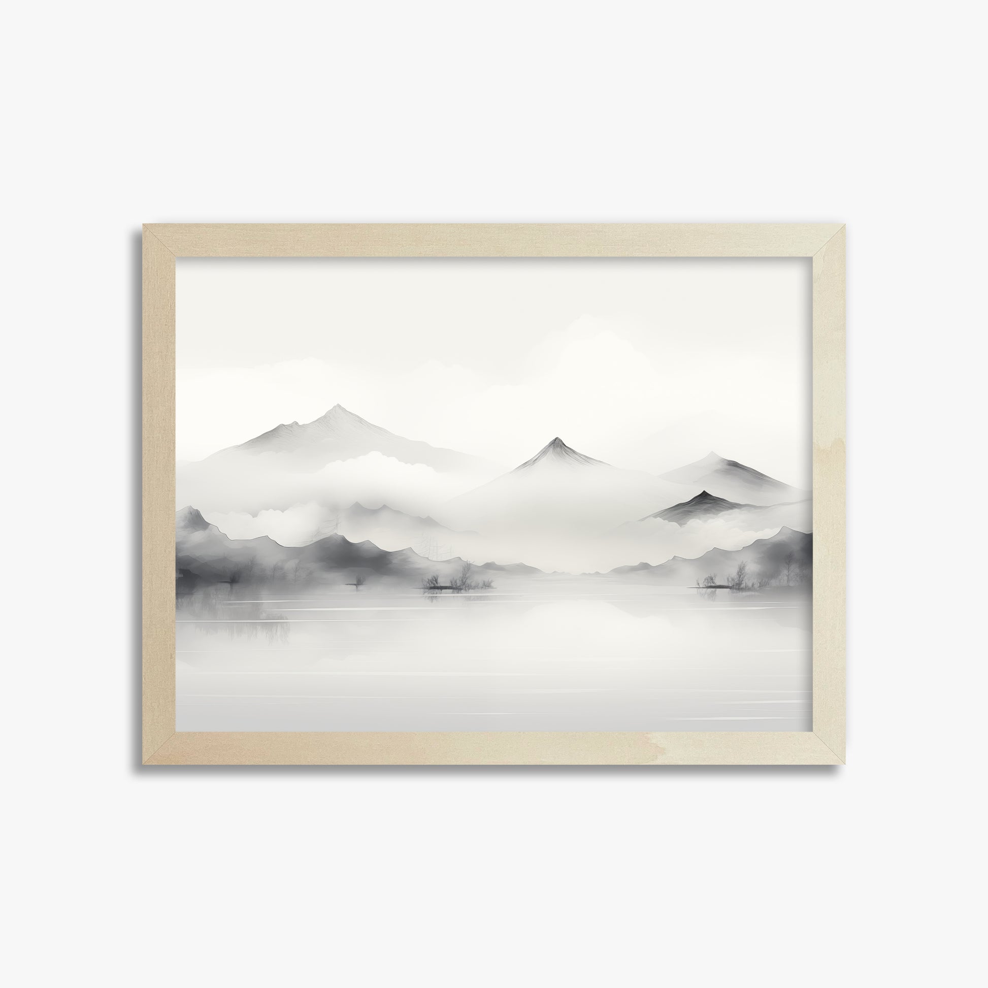 Silent Peaks, 30x40cm Framed Poster With Lime Wood Frame