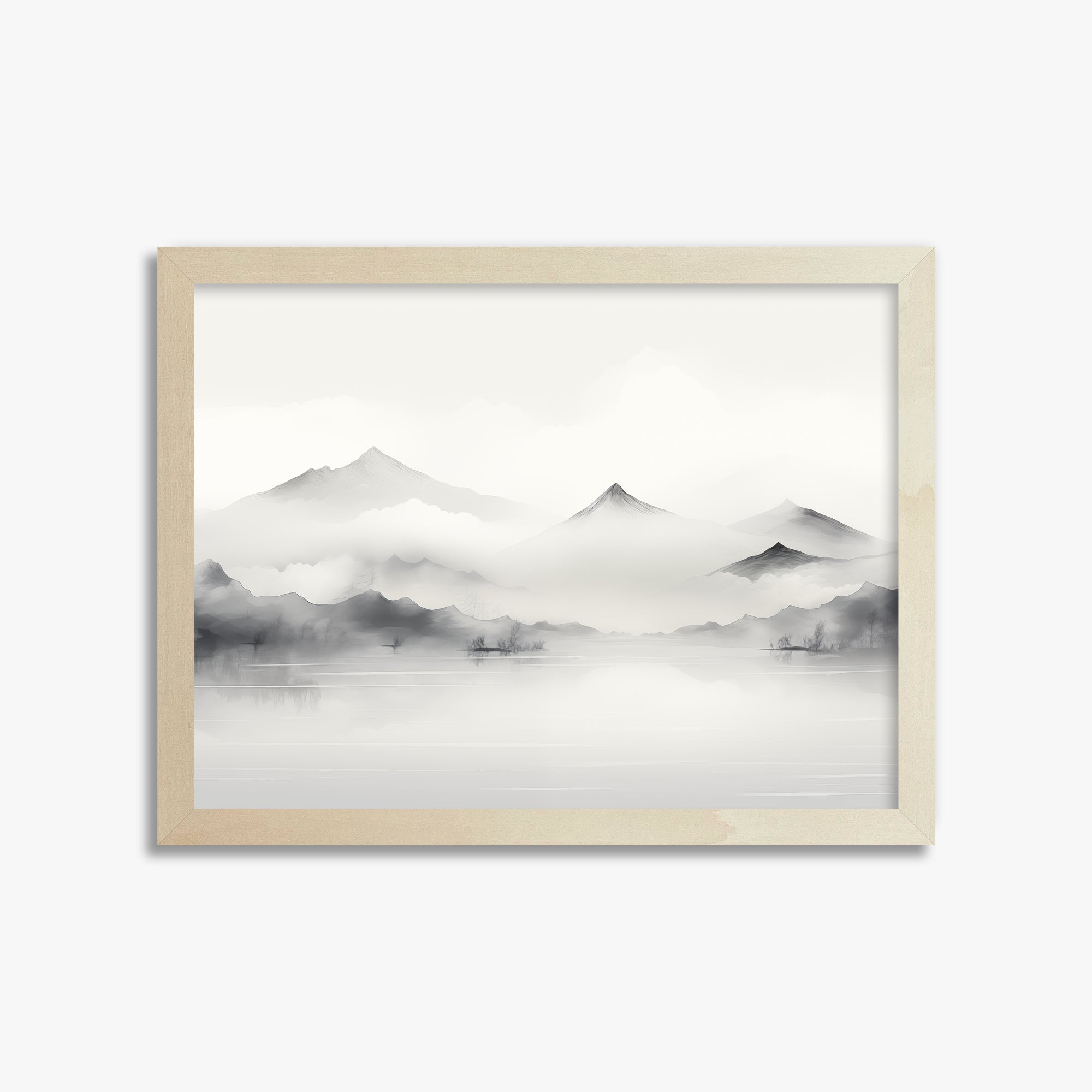 Silent Peaks, 30x40cm Framed Poster With Lime Wood Frame