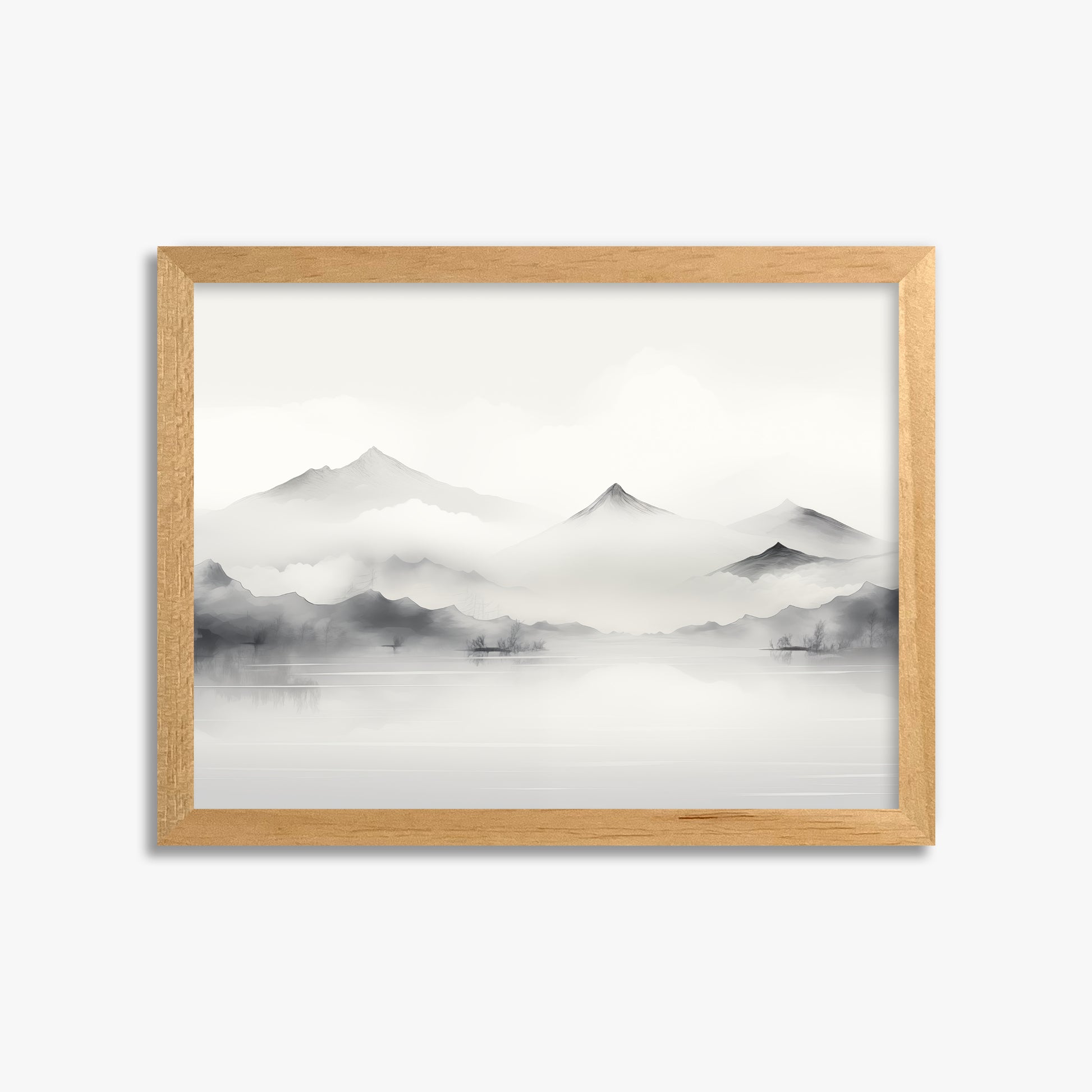 Silent Peaks, 30x40cm Framed Poster With Oak Frame