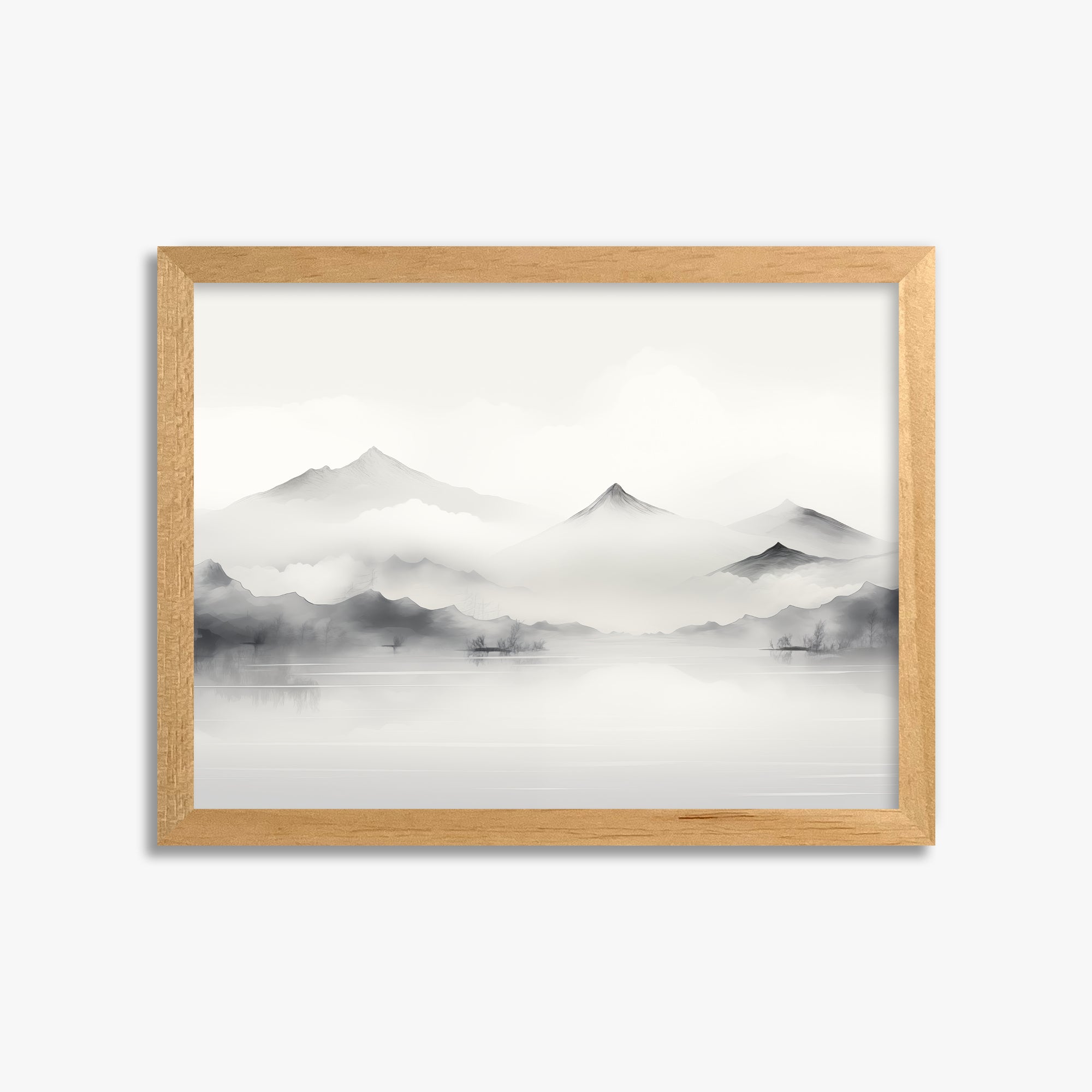 Silent Peaks, 30x40cm Framed Poster With Oak Frame
