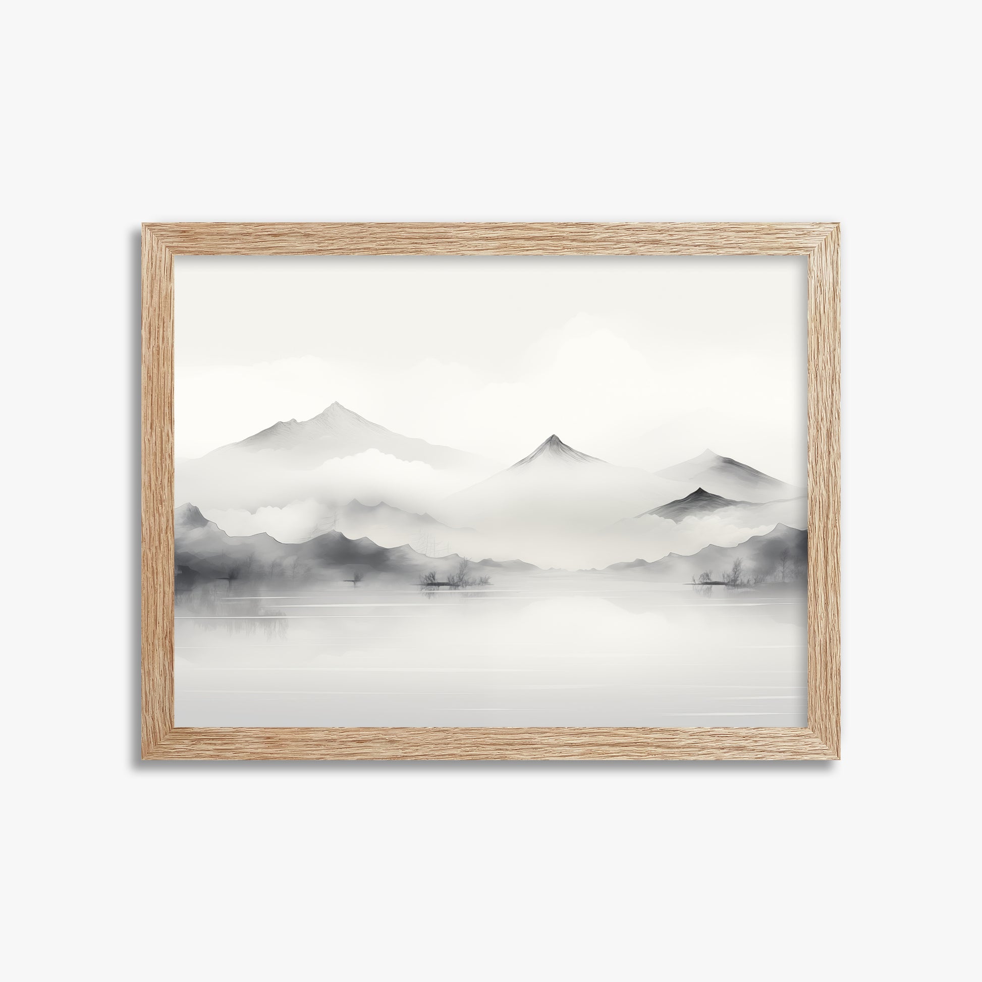 Silent Peaks, 30x40cm Framed Poster With Raw Oak Frame