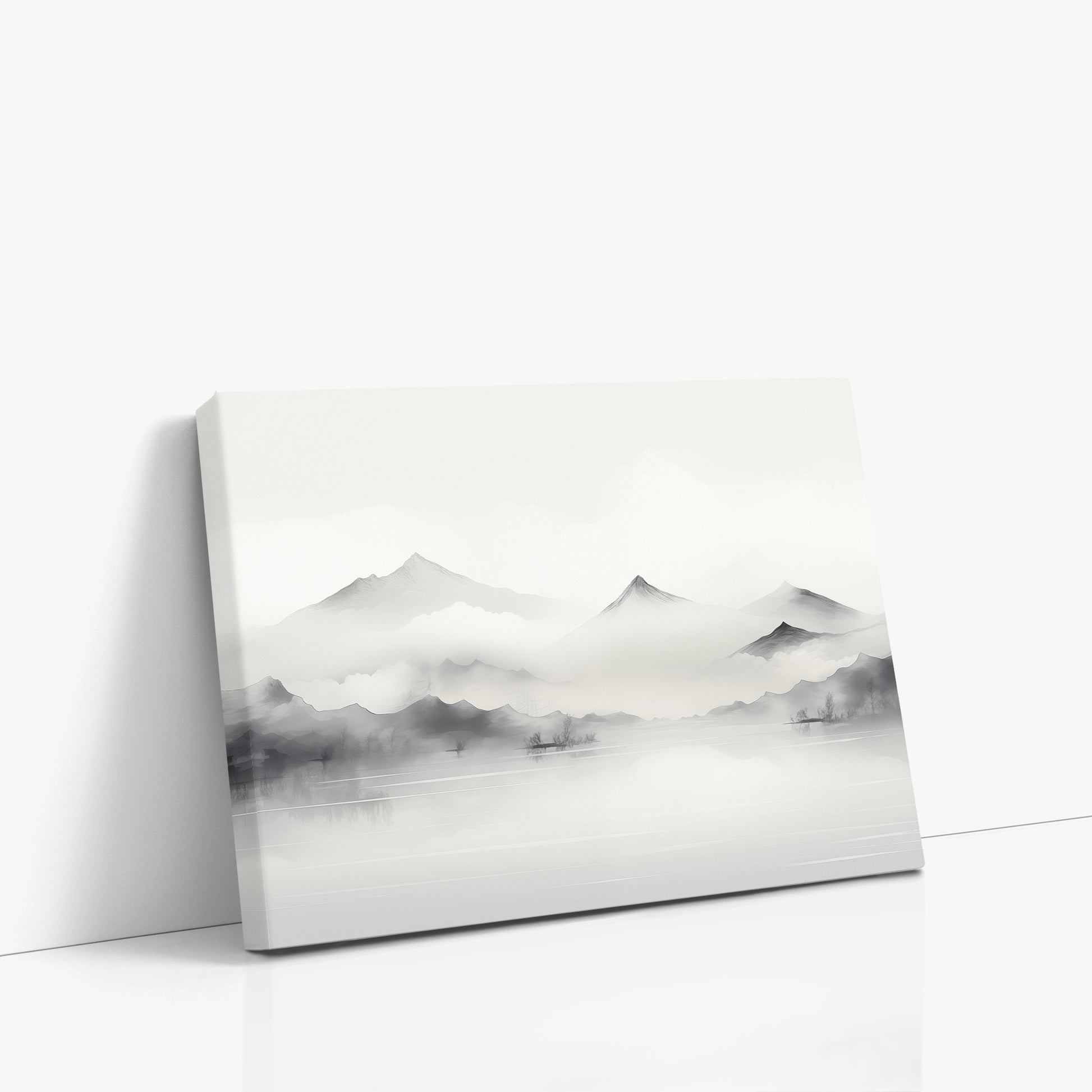 Silent Peaks, 40x30cm Satin Canvas Poster Left Angle