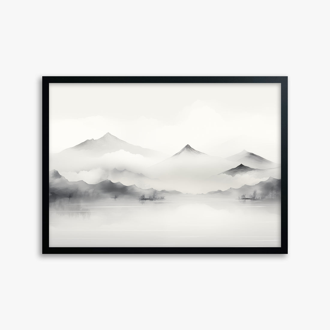 Silent Peaks, 50x70cm Framed Poster With Black Frame