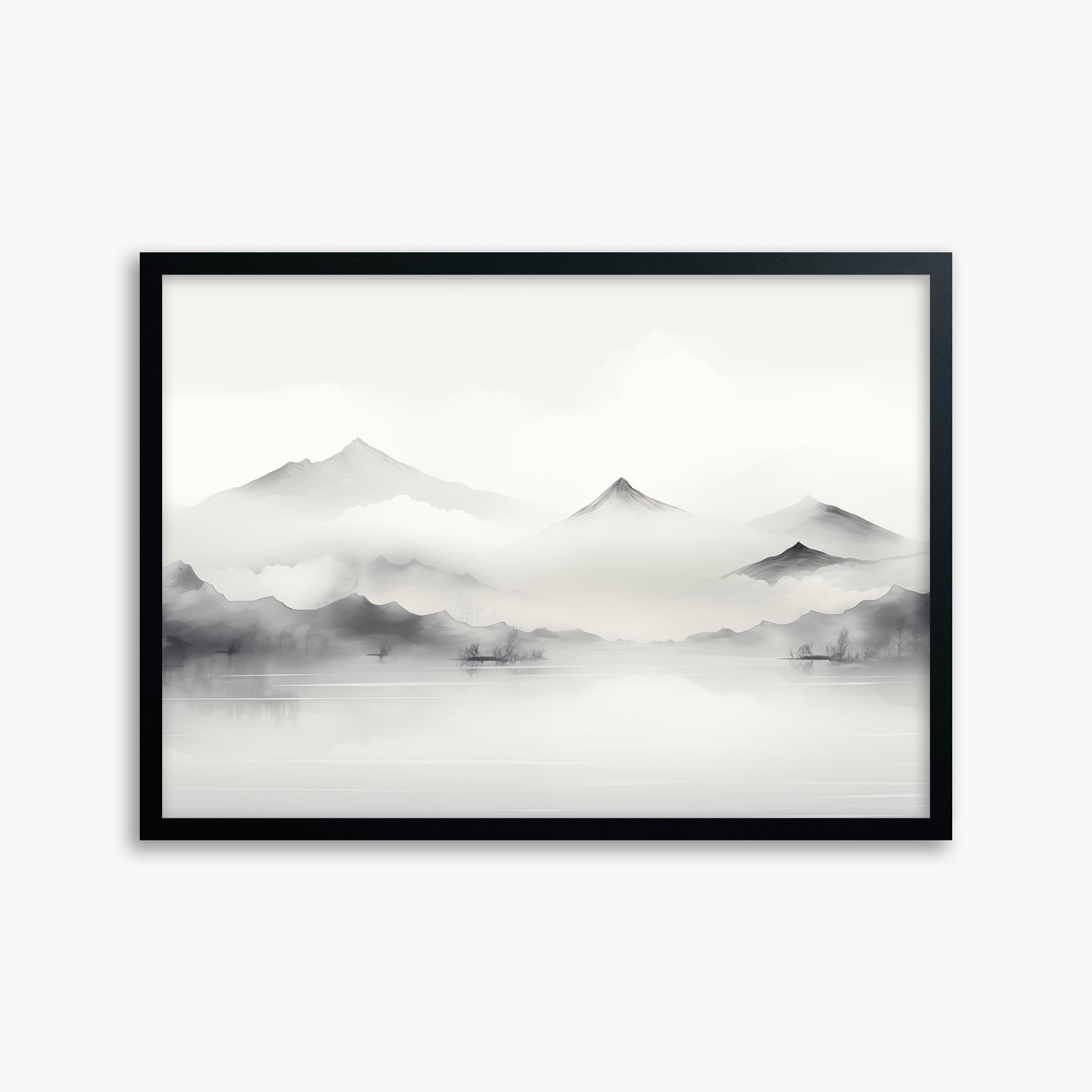 Silent Peaks, 50x70cm Framed Poster With Black Frame