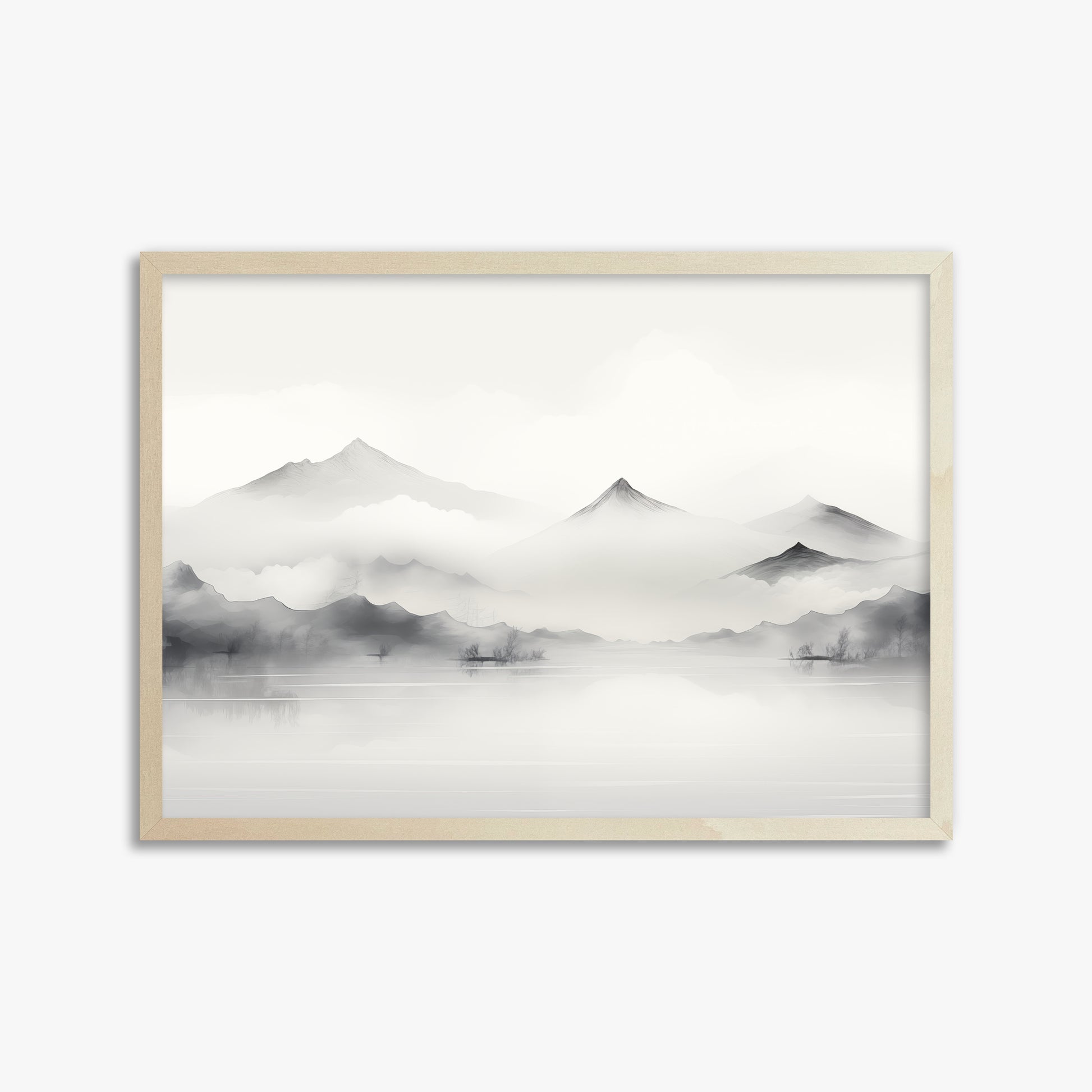 Silent Peaks, 50x70cm Framed Poster With Lime Wood Frame