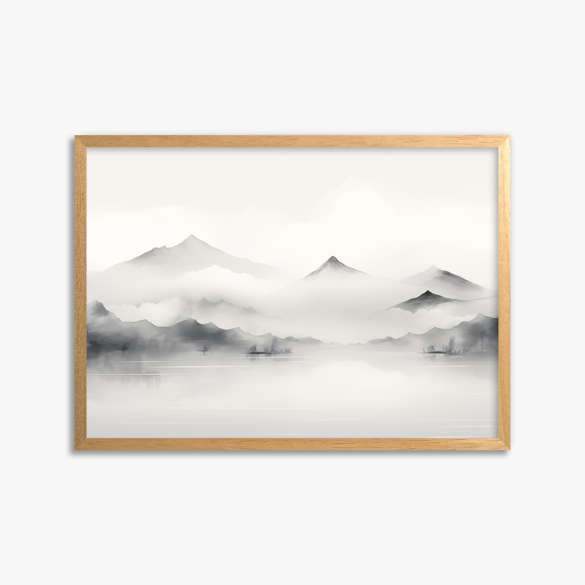 Silent Peaks, 50x70cm Framed Poster With Oak Frame
