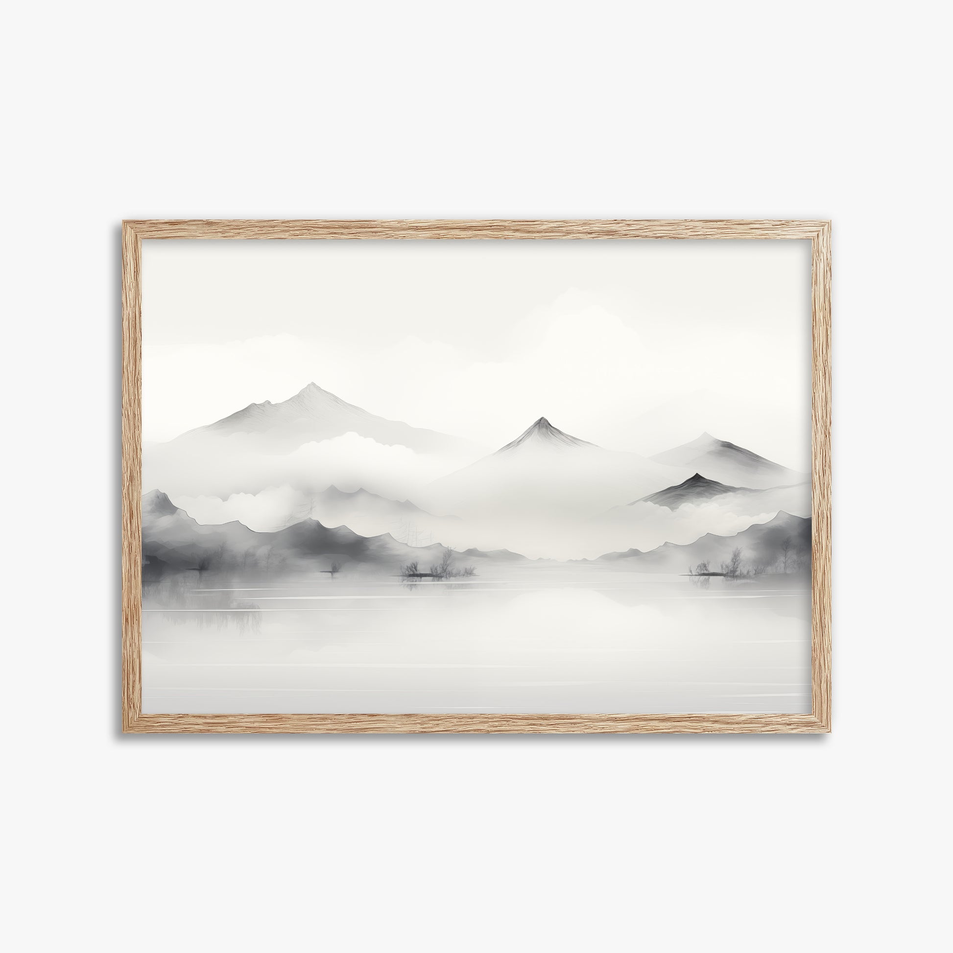 Silent Peaks, 50x70cm Framed Poster With Raw Oak Frame