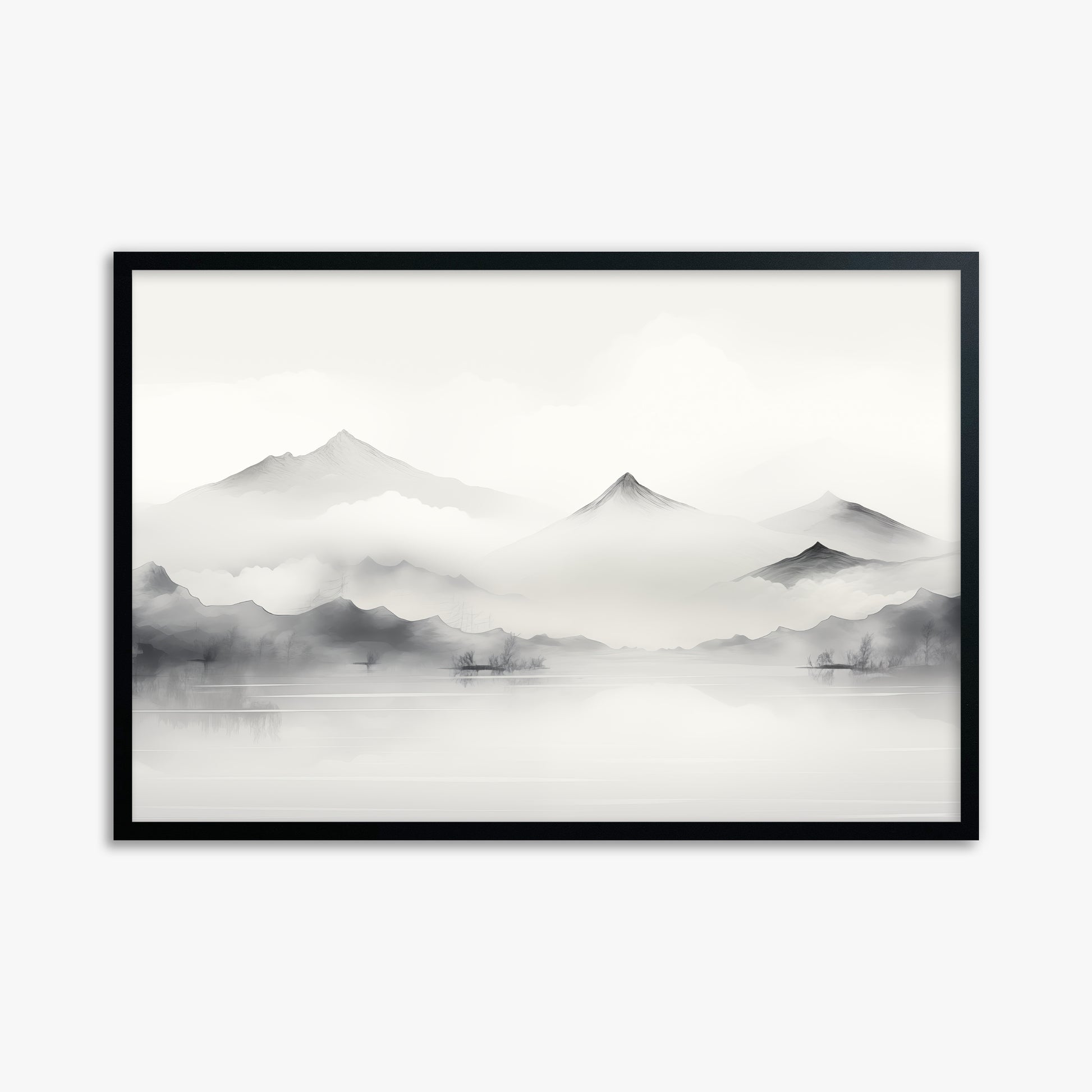 Silent Peaks, 61x91cm Framed Poster With Black Frame