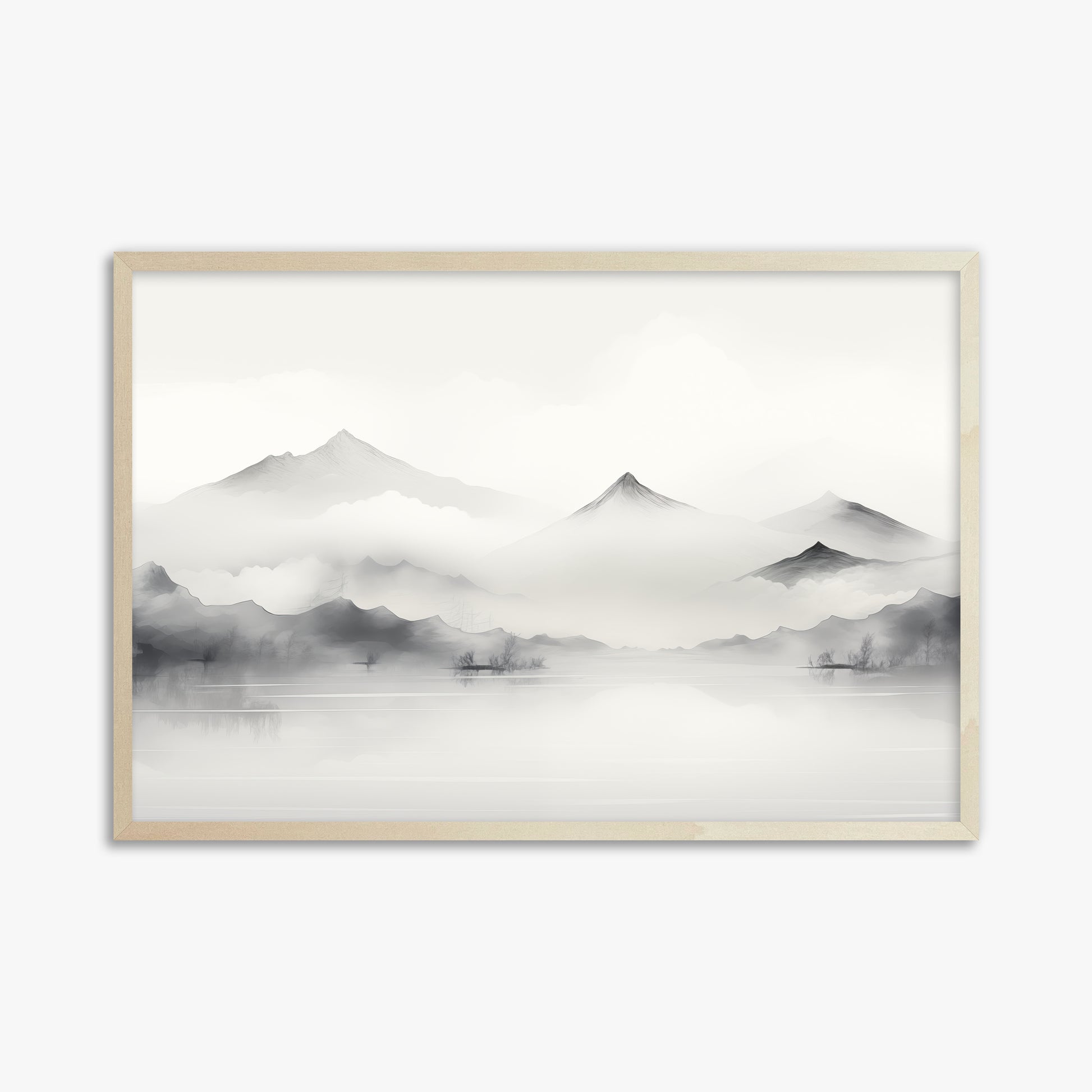 Silent Peaks, 61x91cm Framed Poster With Lime Wood Frame