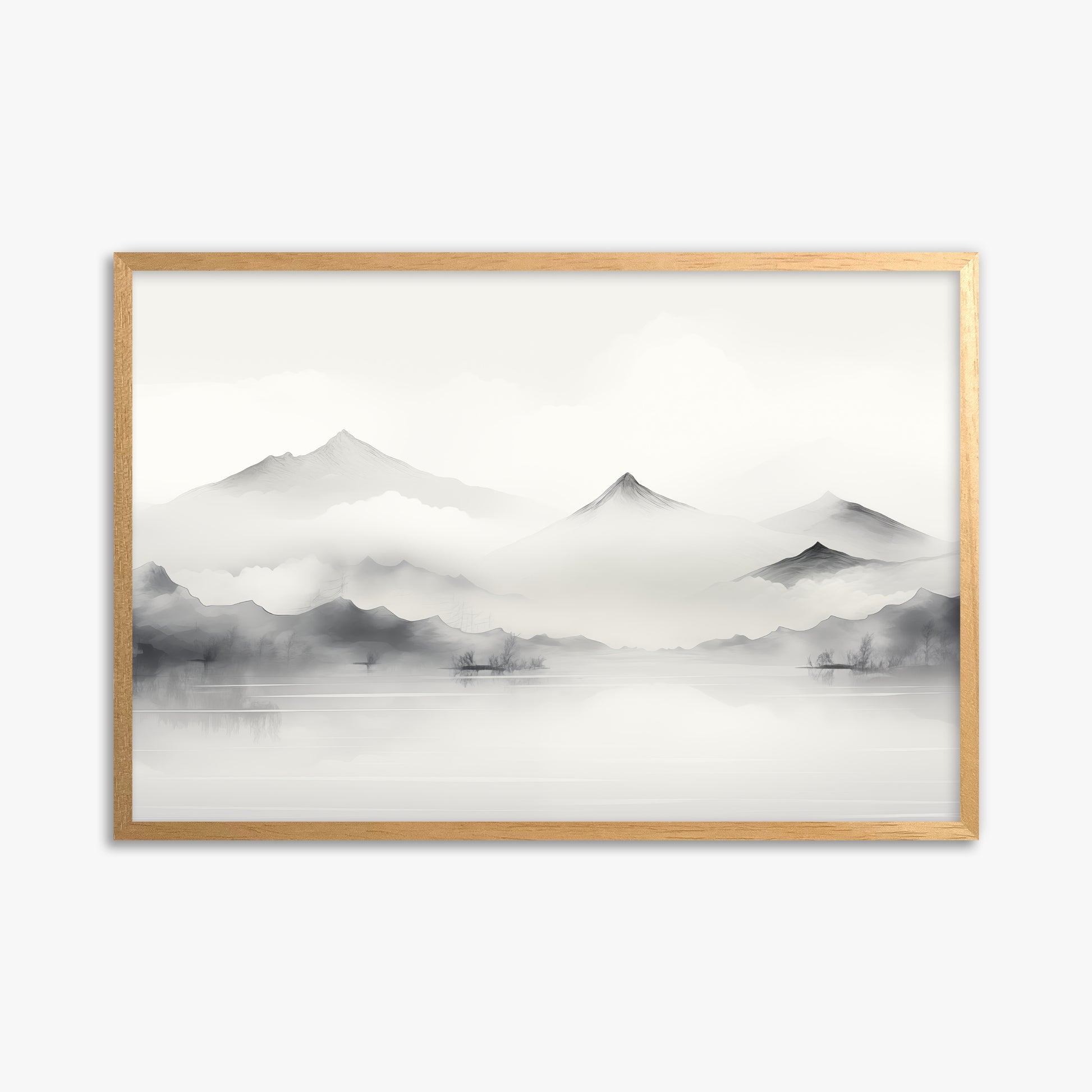 Silent Peaks, 61x91cm Framed Poster With Oak Frame