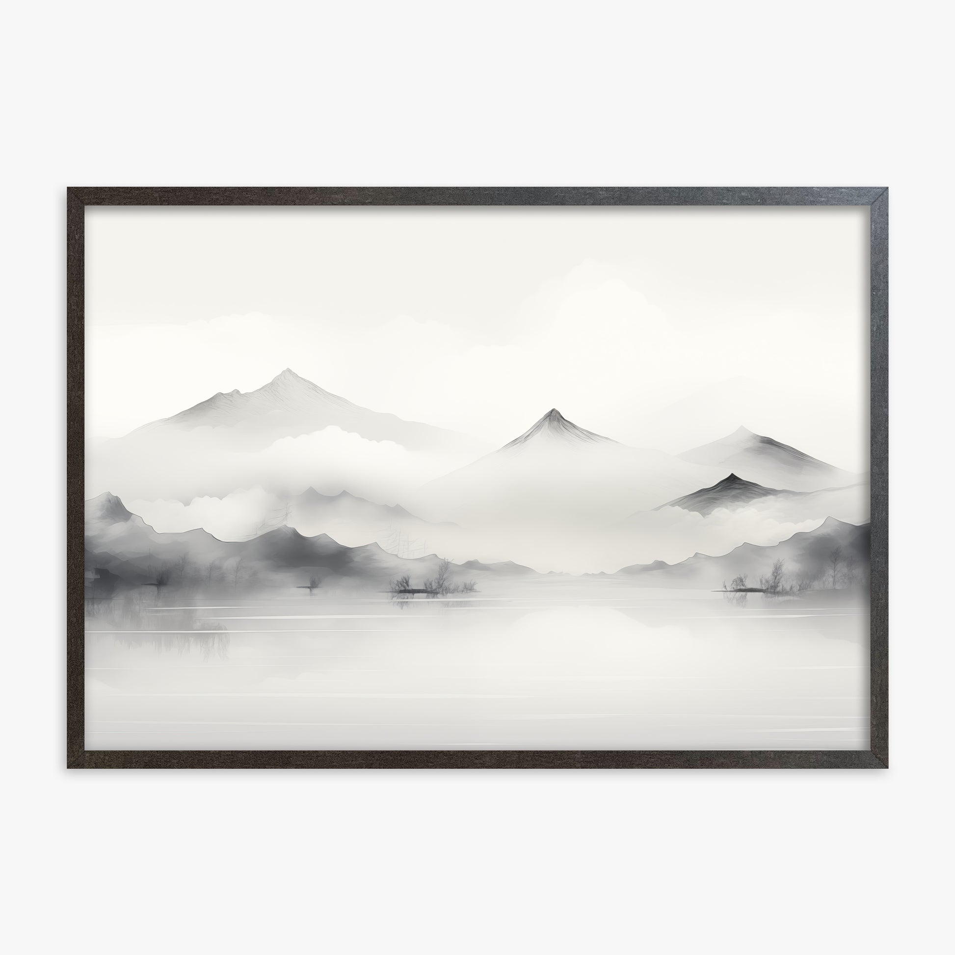 Silent Peaks, 70x100cm Framed Poster With Espresso Frame