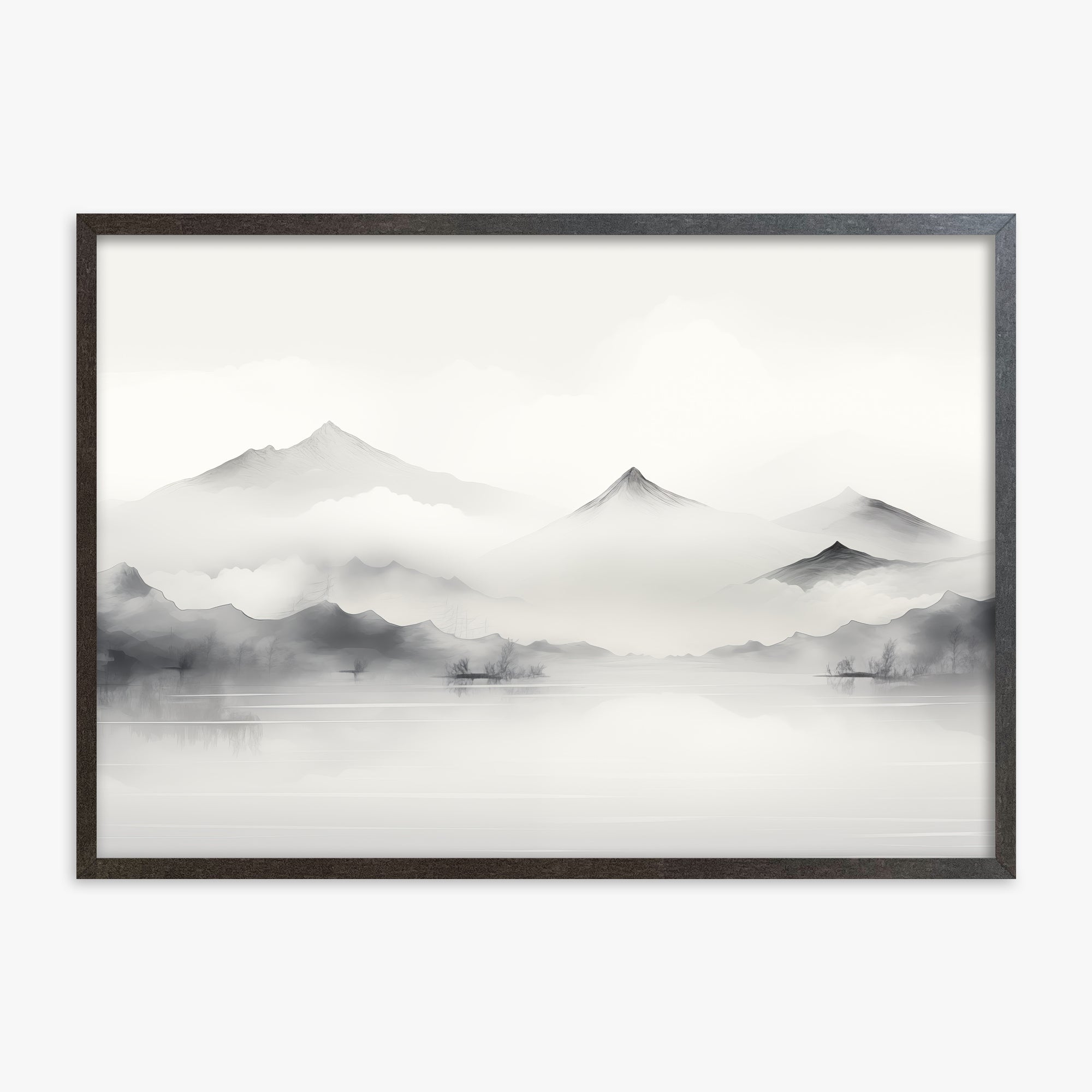 Silent Peaks, 70x100cm Framed Poster With Espresso Frame