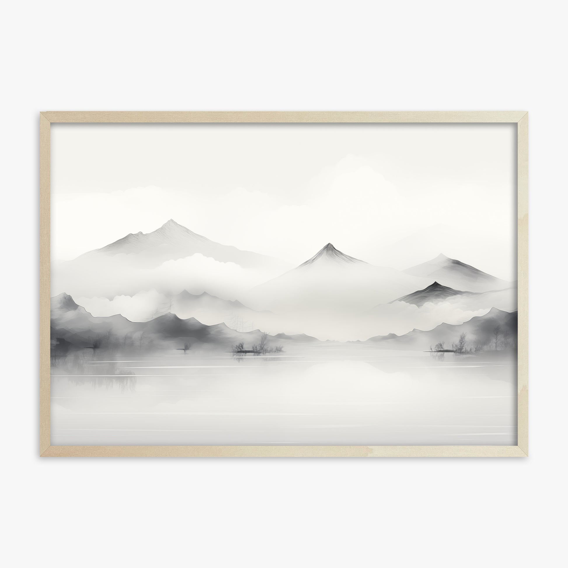 Silent Peaks, 70x100cm Framed Poster With Lime Wood Frame