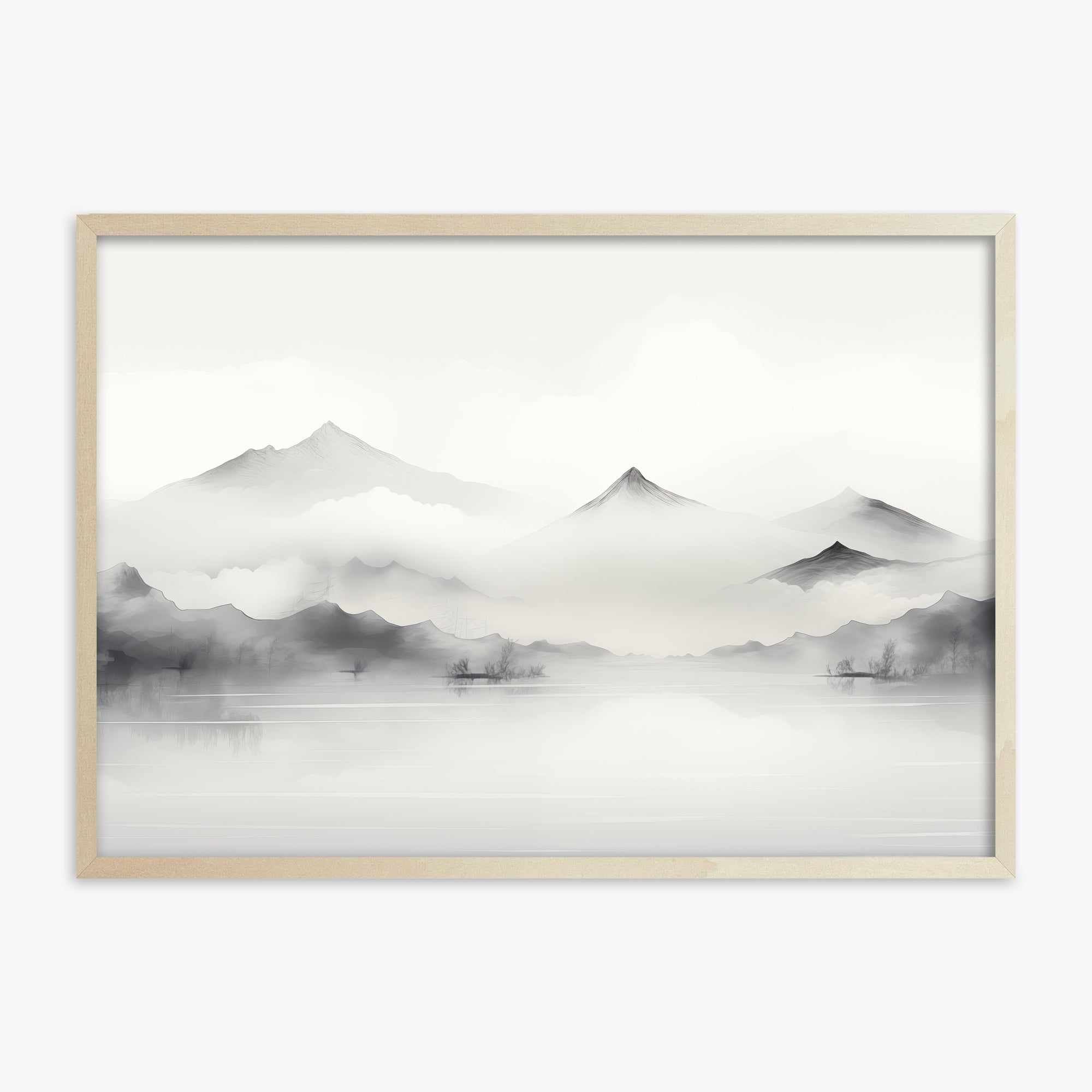 Silent Peaks, 70x100cm Framed Poster With Lime Wood Frame
