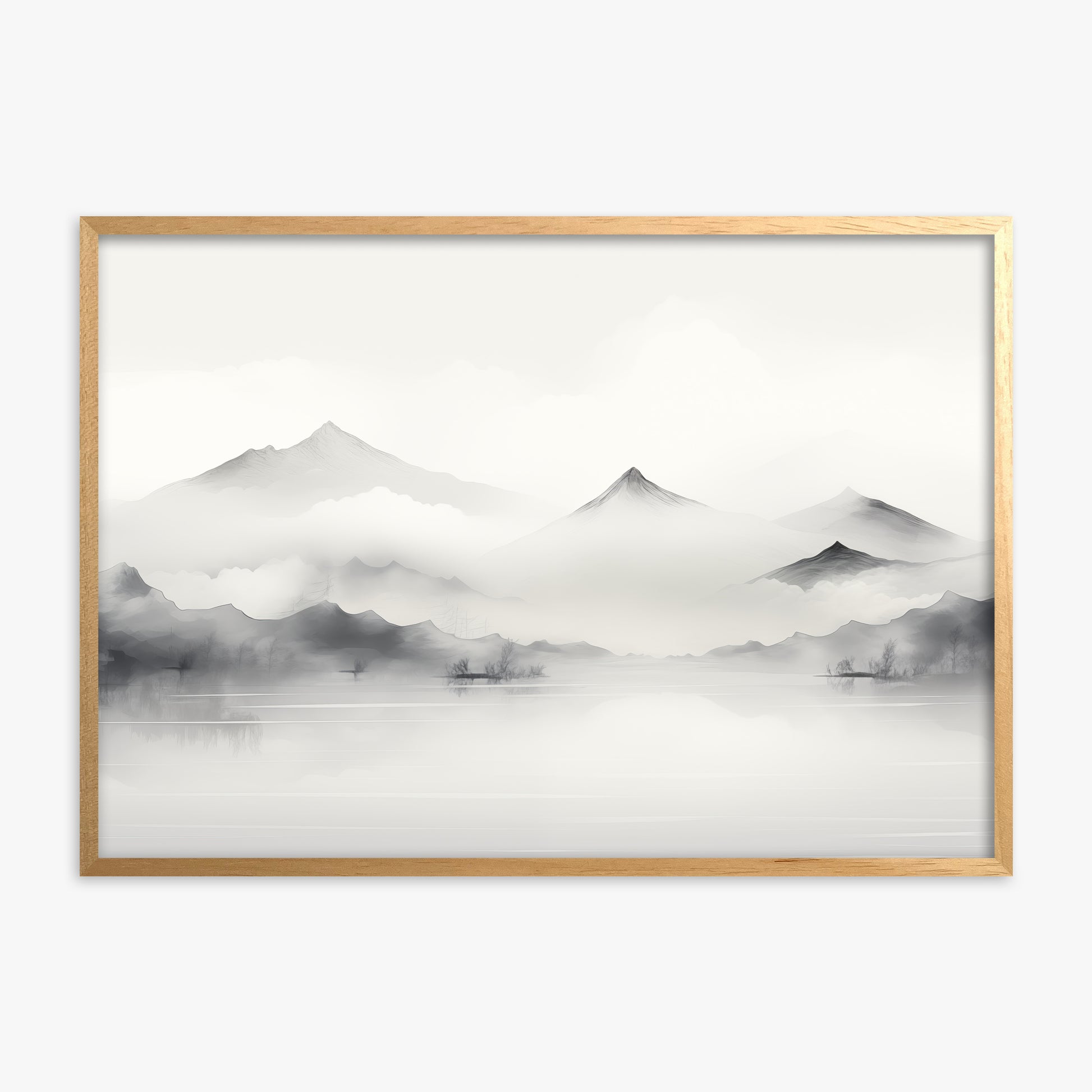 Silent Peaks, Oak Framed Poster With Oak Frame