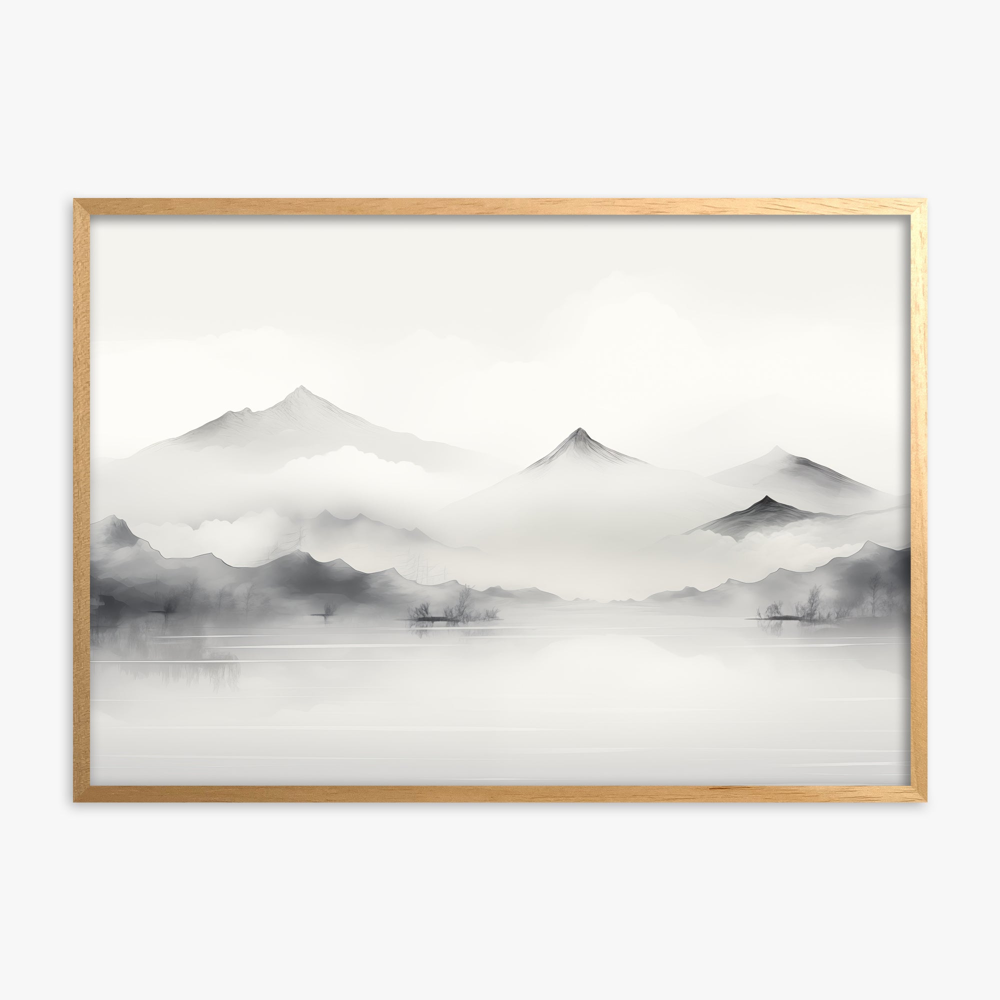 Silent Peaks, Oak Framed Poster With Oak Frame