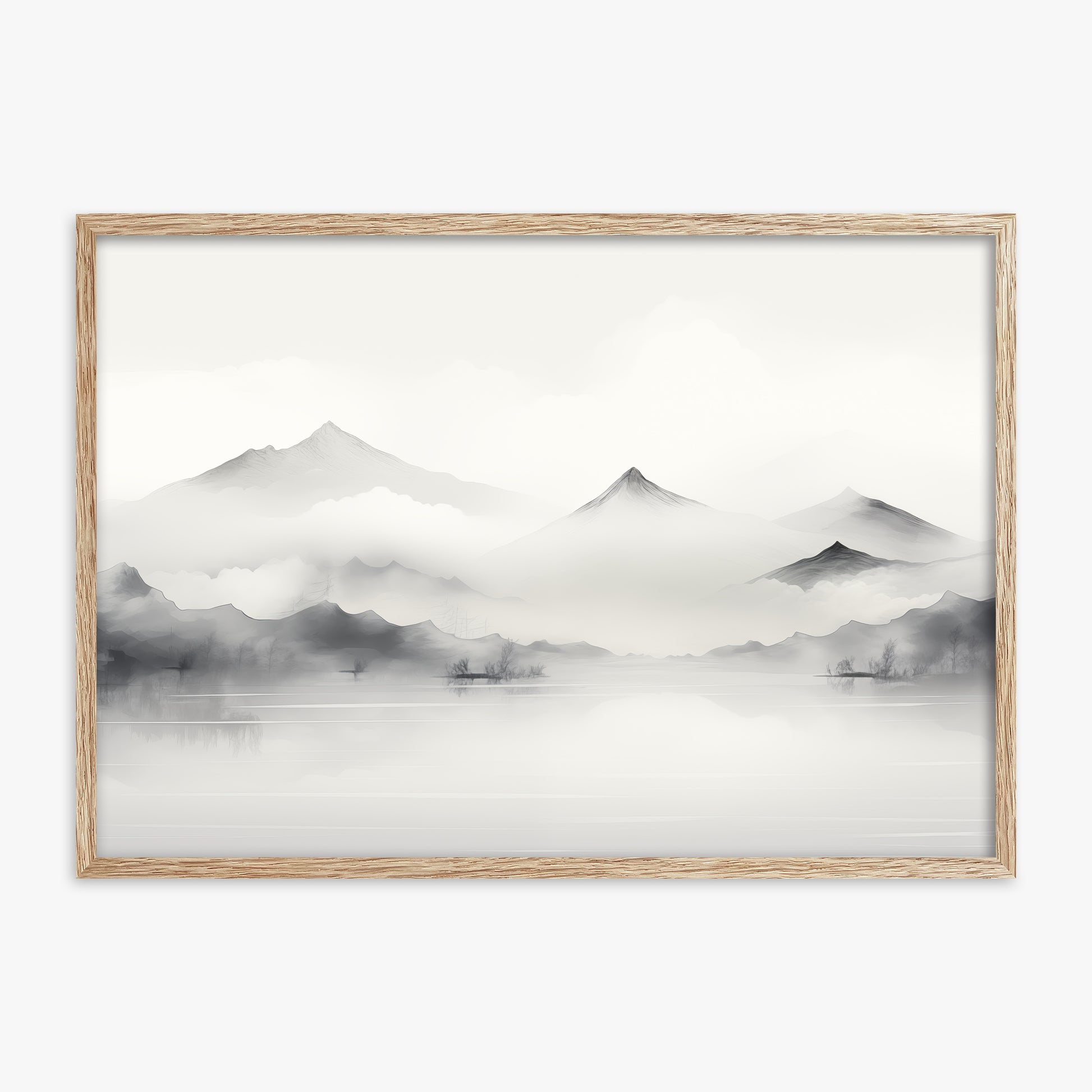 Silent Peaks, 70x100cm Framed Poster With Raw Oak Frame