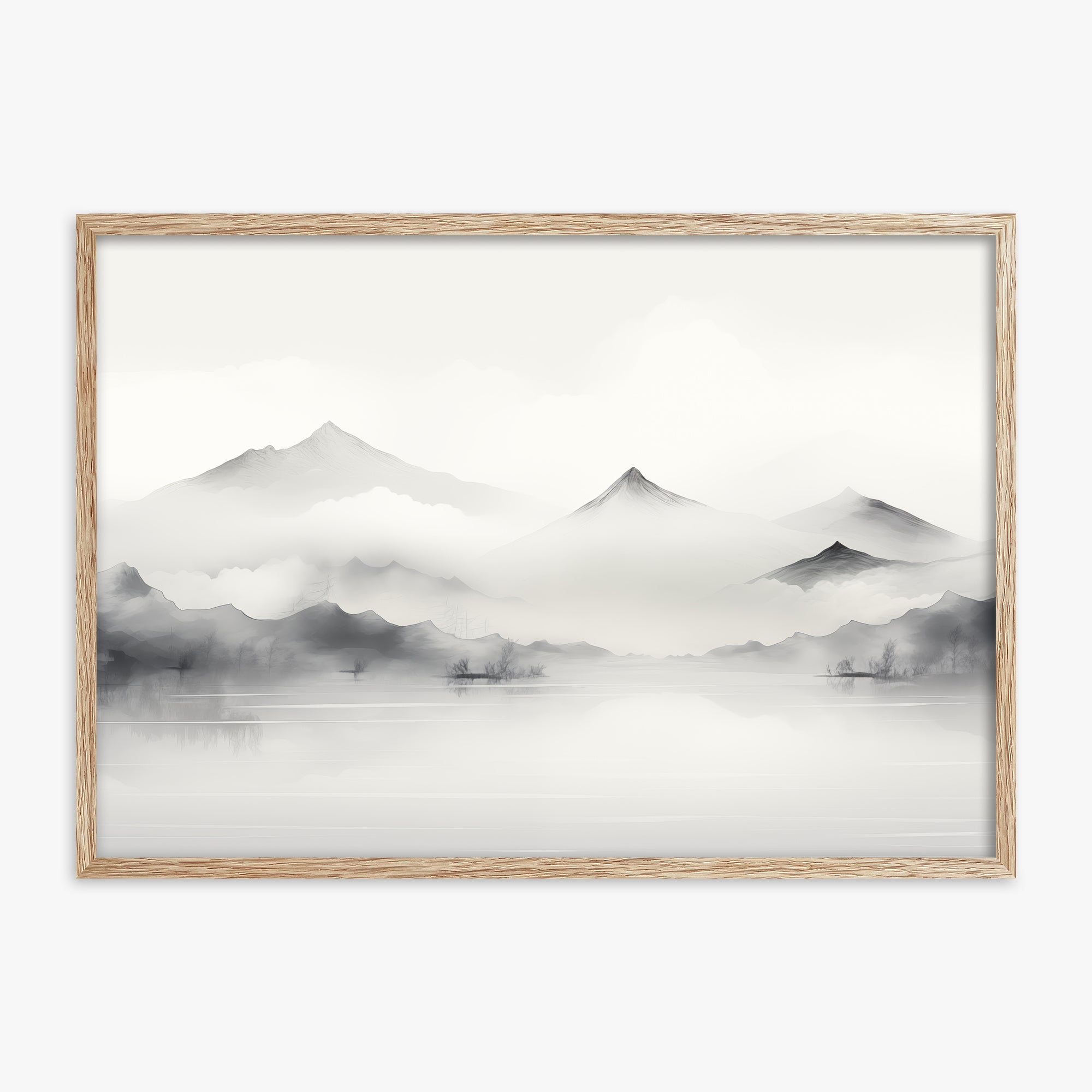 Silent Peaks, 70x100cm Framed Poster With Raw Oak Frame