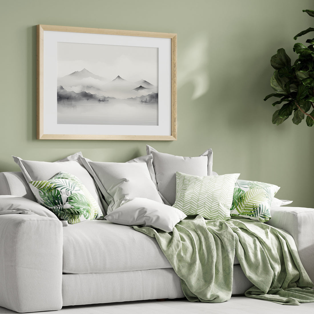 Silent Peaks, 50x70cm Framed Poster With Black Frame