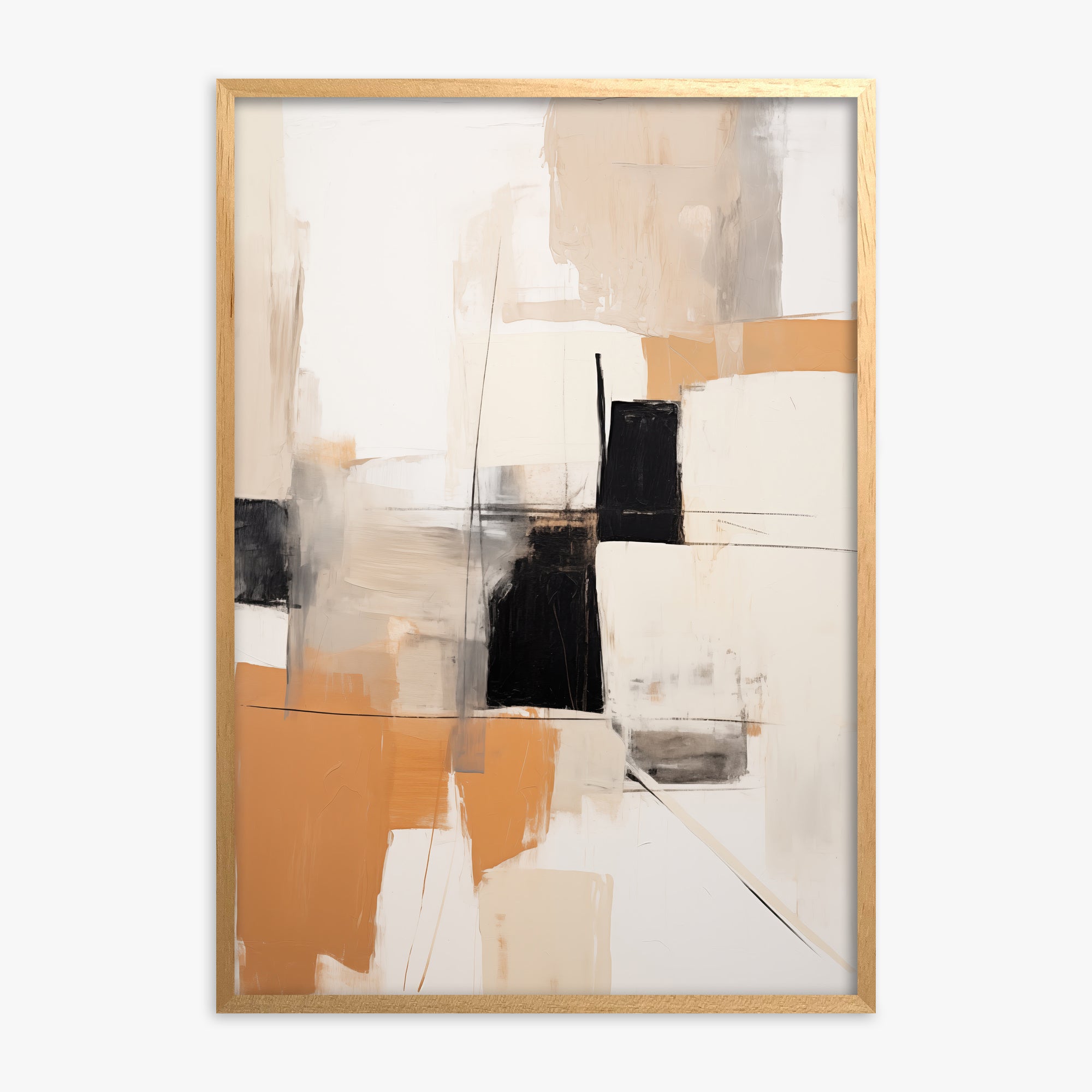Sunset Grid, Oak Framed Poster With Oak Frame