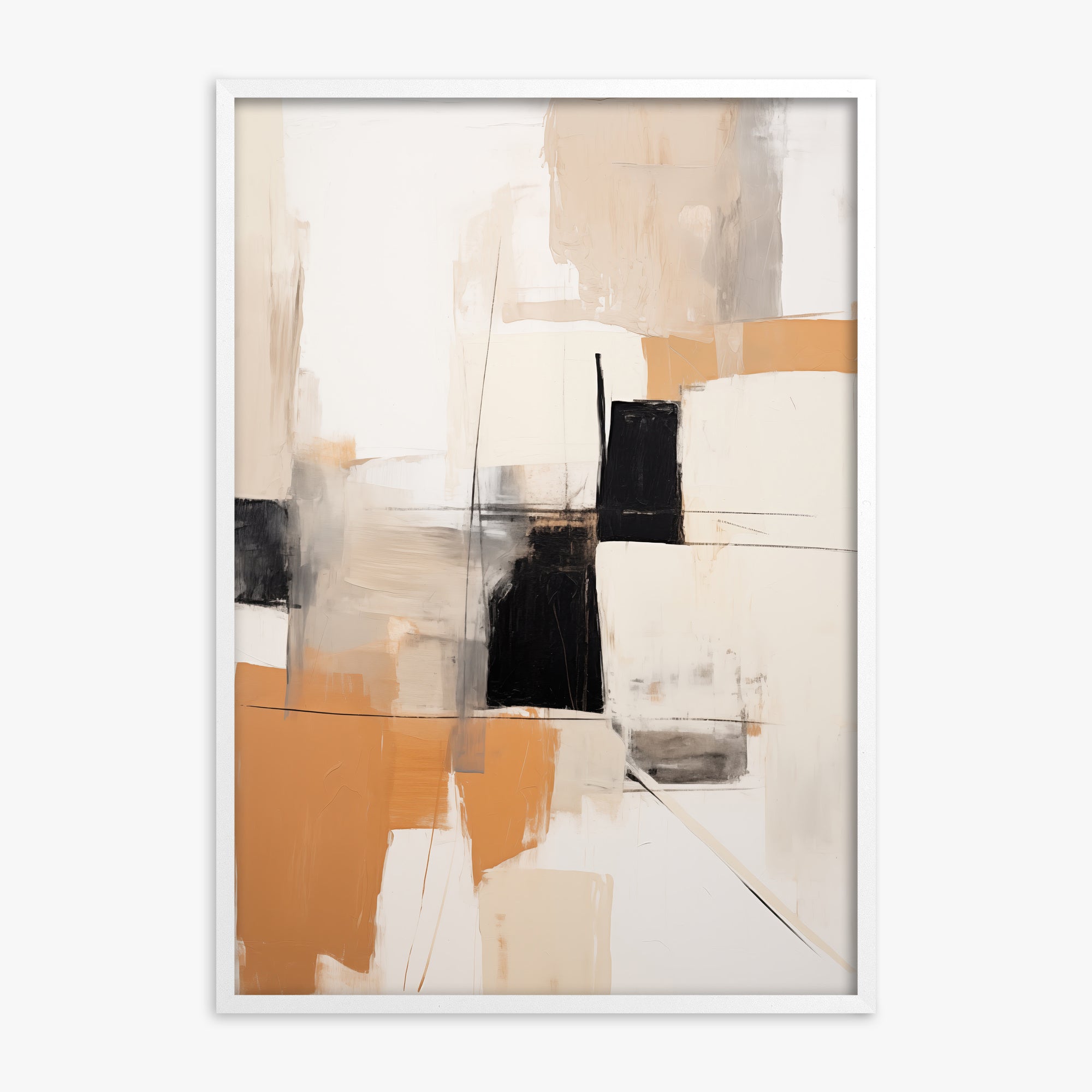 Sunset Grid, White Framed Poster With White Frame