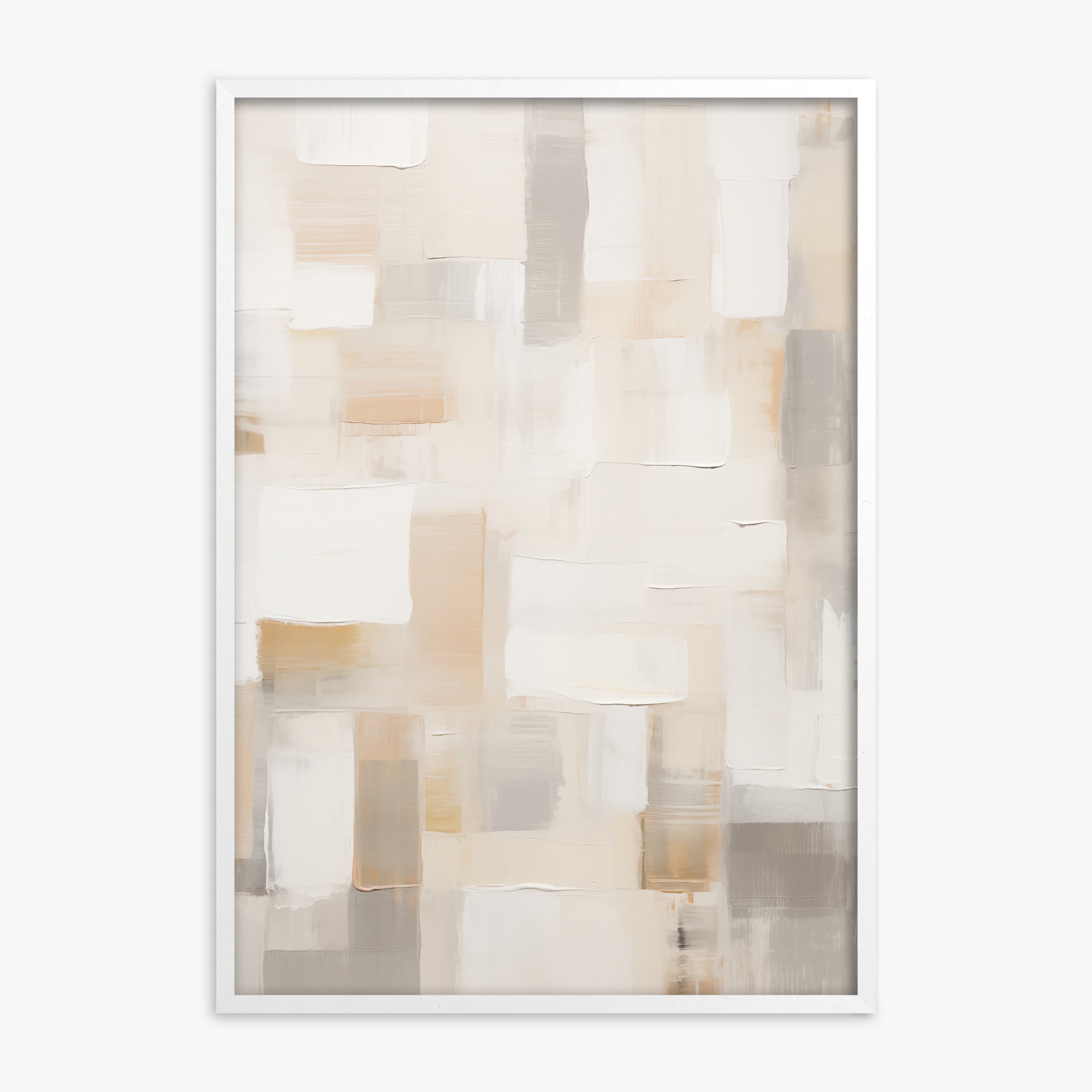 Soft Mosaic, White Framed Poster With White Frame